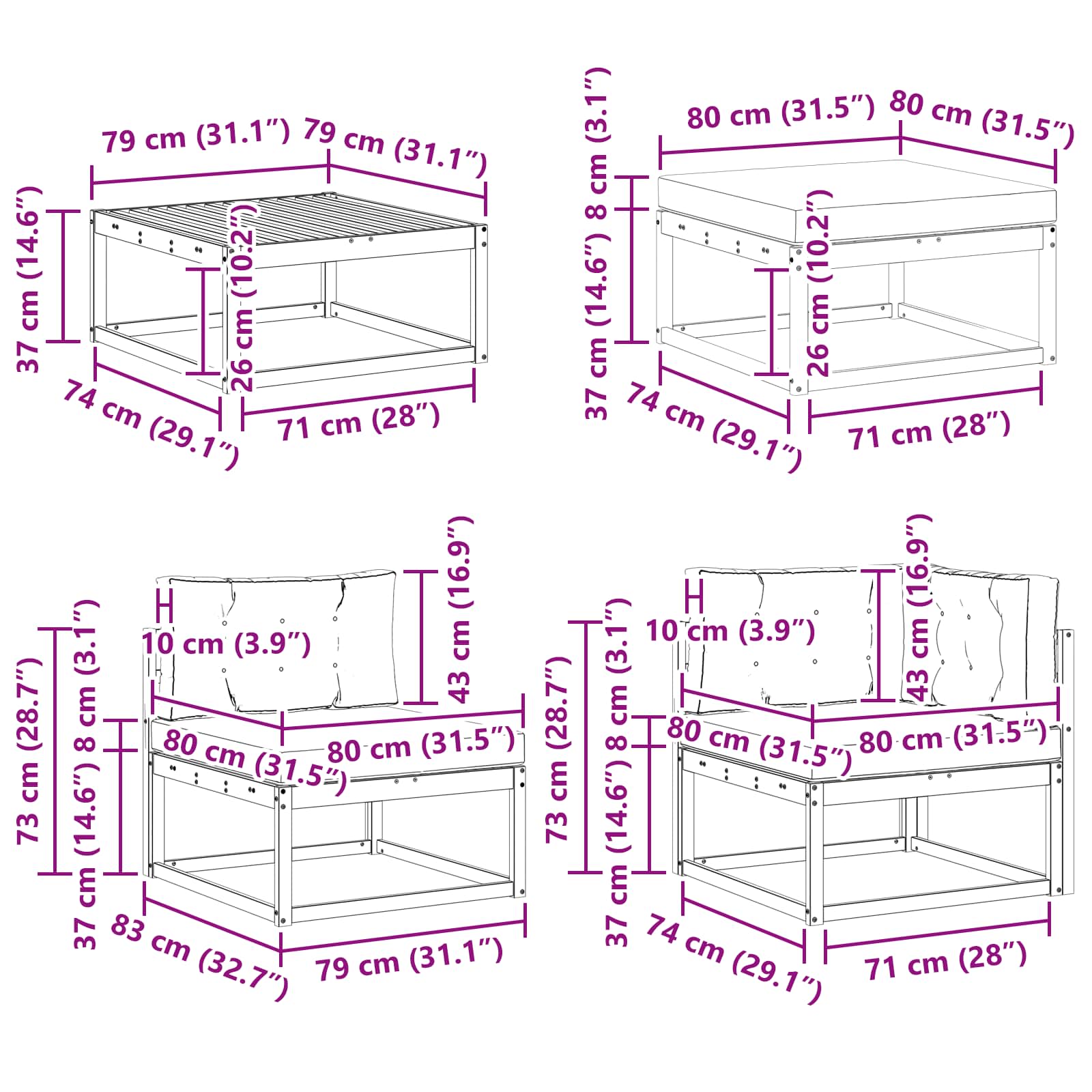 Ensemble de canapés d'extérieur 8 pcs Blanc et anthracite - XIOS