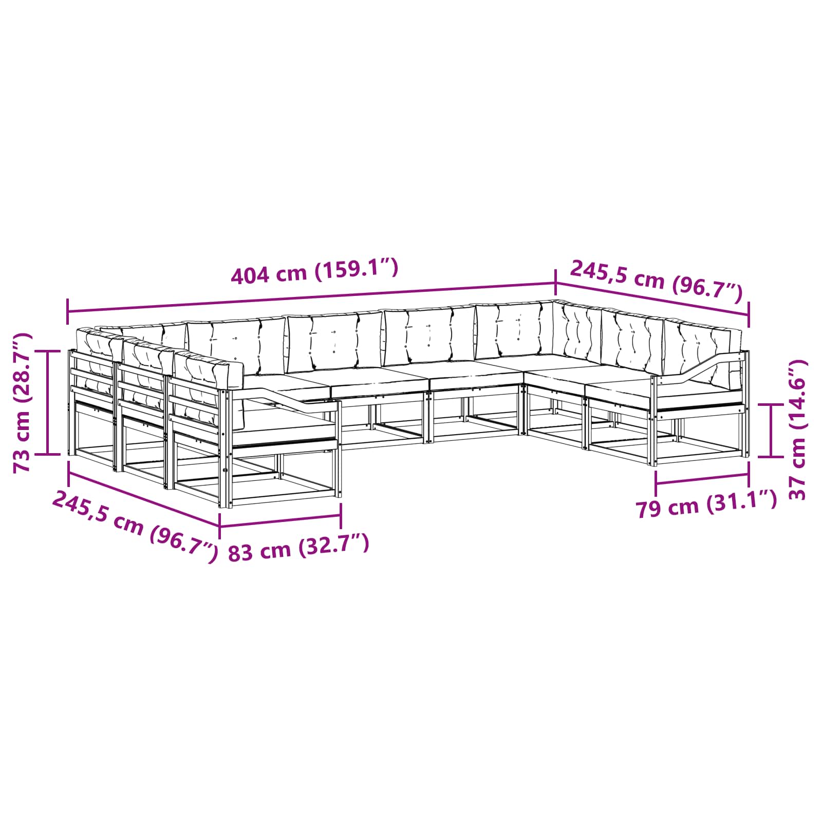 Ensemble de canapés d'extérieur 9 pcs Blanc et gris clair - XIOS