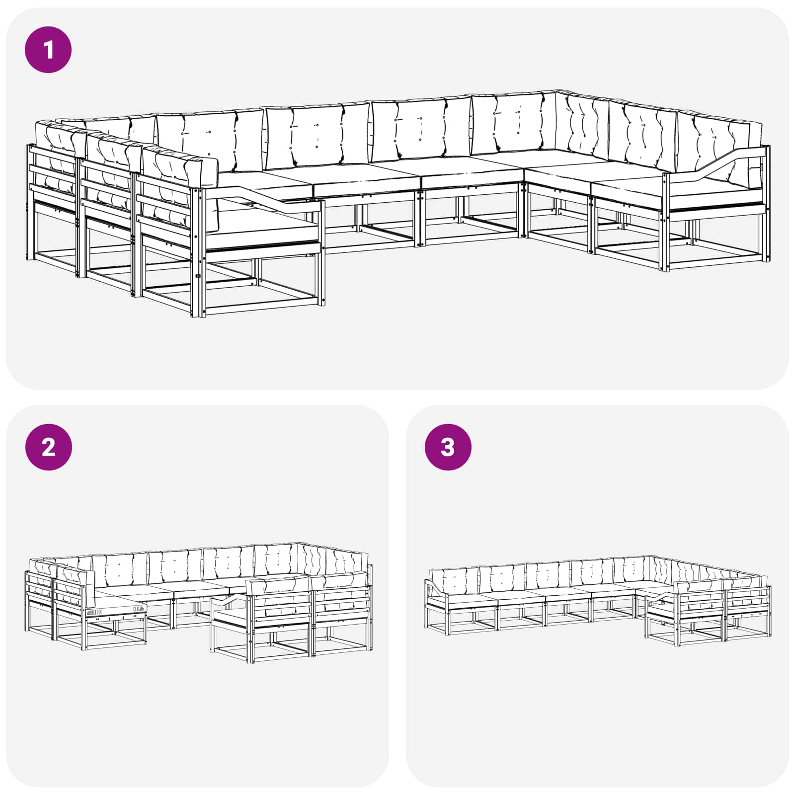 Ensemble de canapés d'extérieur 9 pcs Blanc et gris clair - XIOS