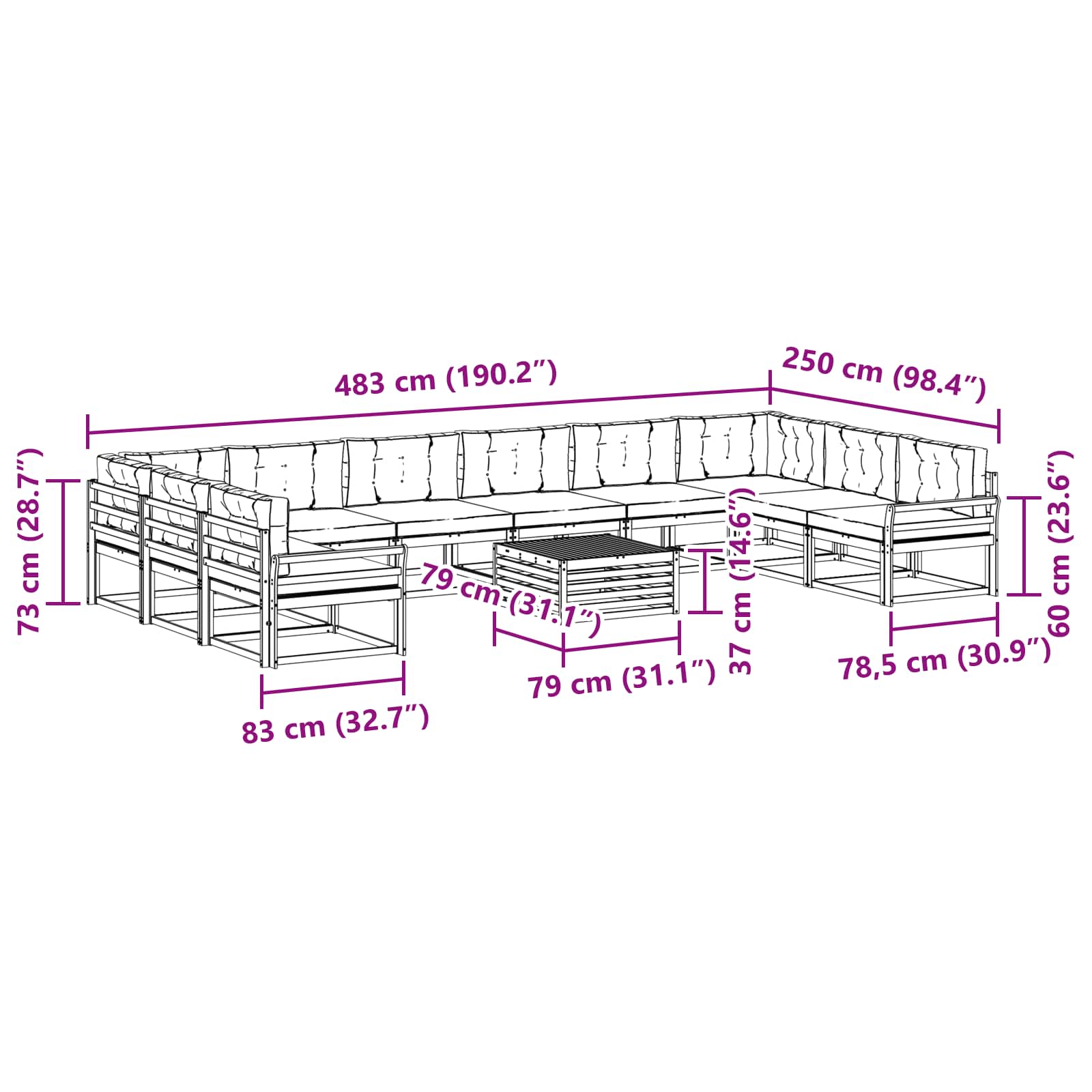 Ensemble de canapés d'extérieur 11 pcs Blanc et gris clair - XIOS