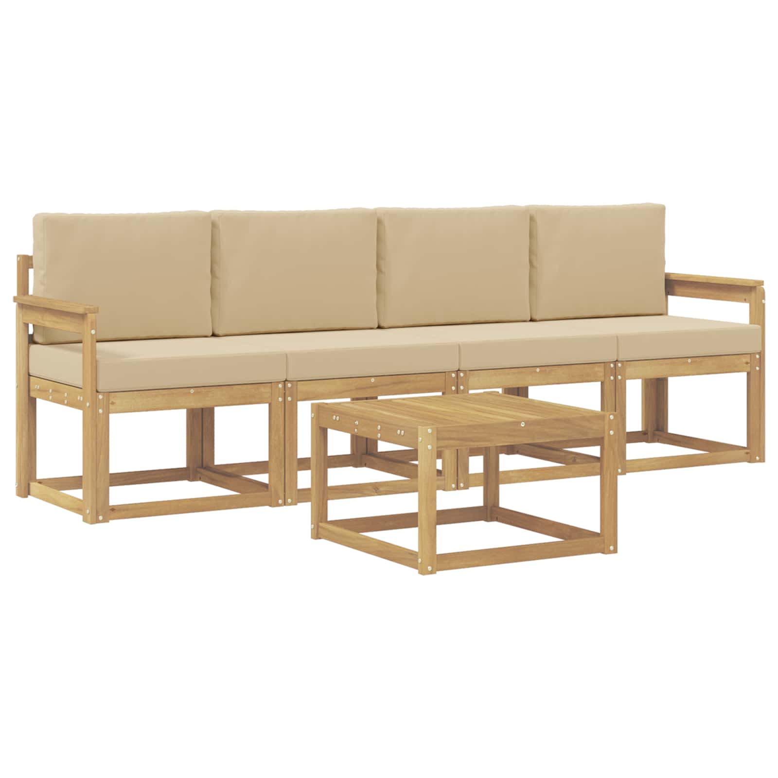 Ensemble de canapés d'extérieur 5 pc Blanc et Beige