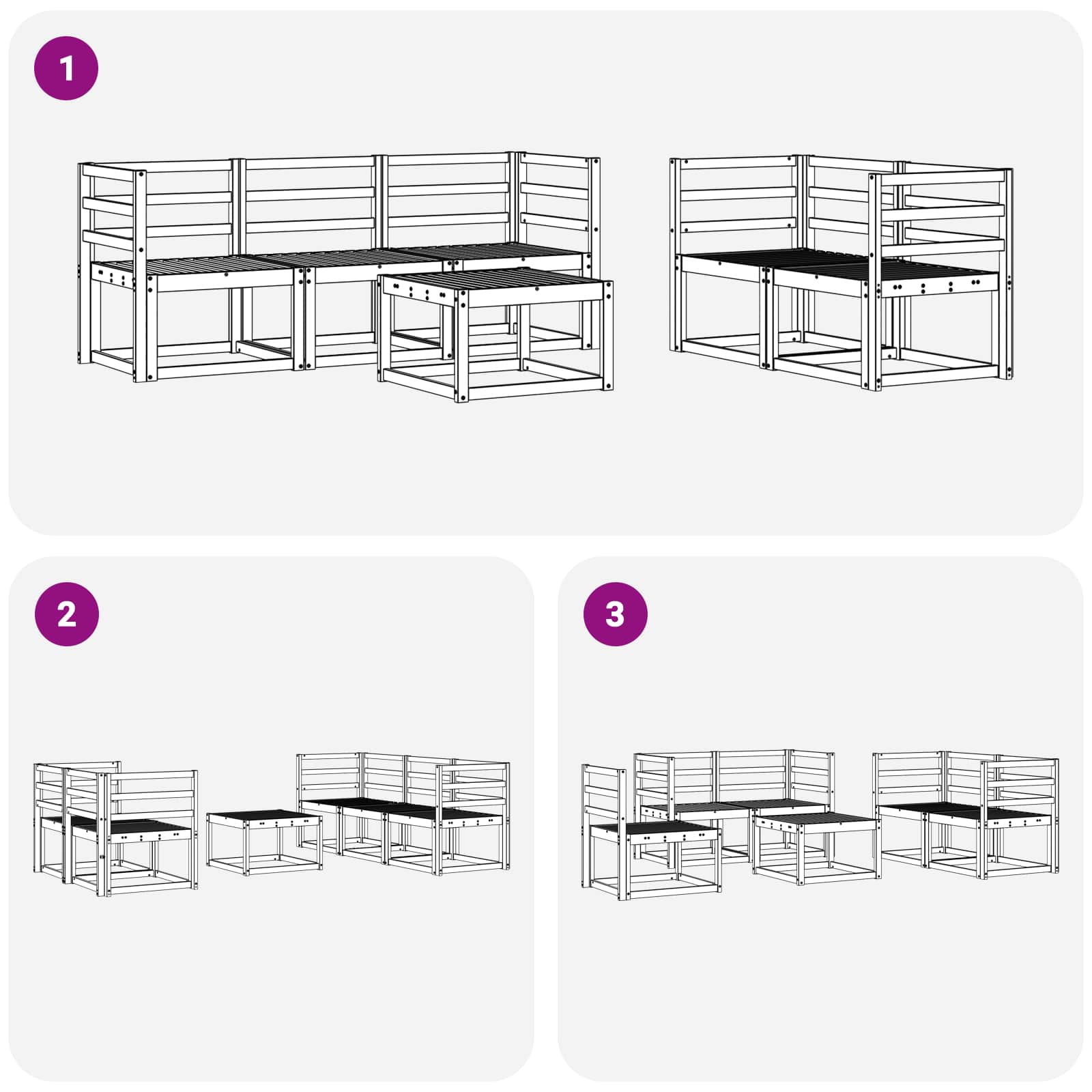 Ensemble de canapés d'extérieur 6 pcs Blanc 59 x 59 x 37 cm - XIOS