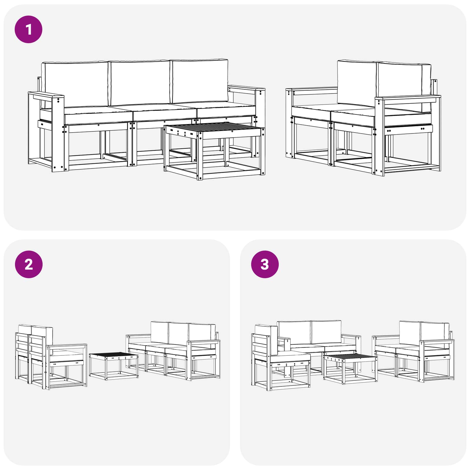 Ensemble de canapés d'extérieur 6 pcs Blanc et gris clair - XIOS