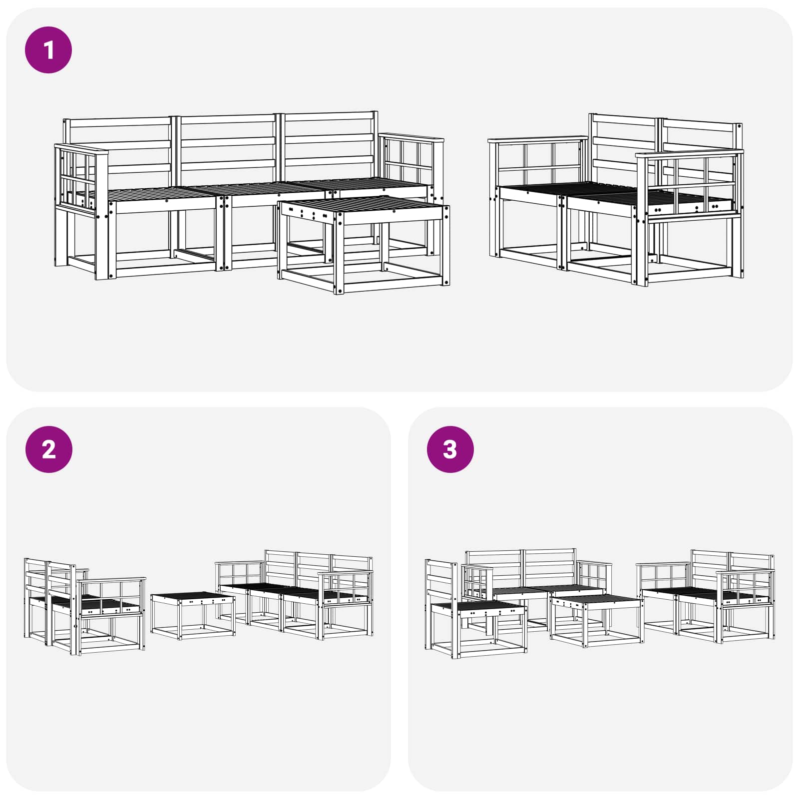 Ensemble de canapés d'extérieur 6 pcs Blanc 59 x 59 x 37 cm - XIOS