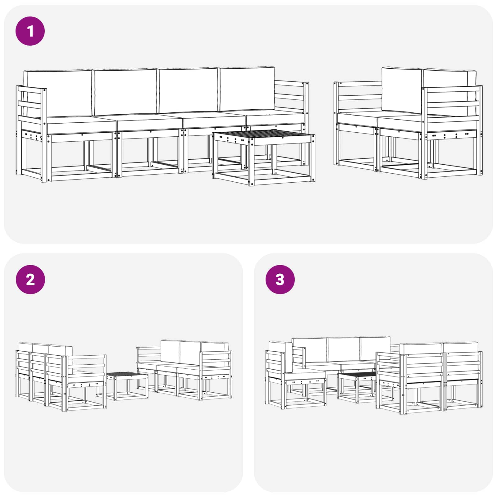 Ensemble de canapés d'extérieur 7 pcs Blanc et gris clair - XIOS