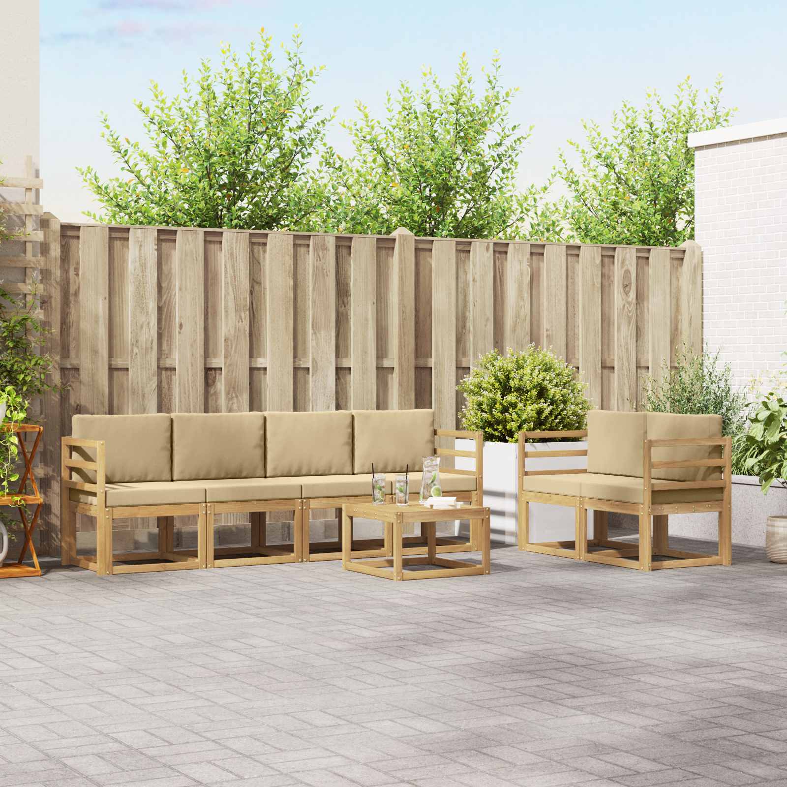 Ensemble de canapés d'extérieur 7 pcs Blanc et Beige - XIOS