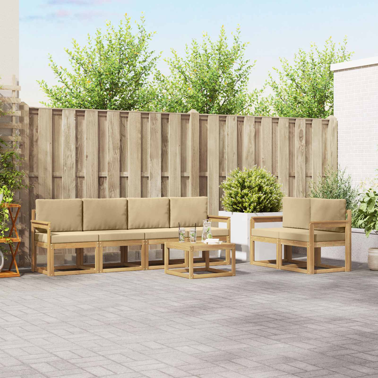Ensemble de canapés d'extérieur 7 pc Blanc et Beige