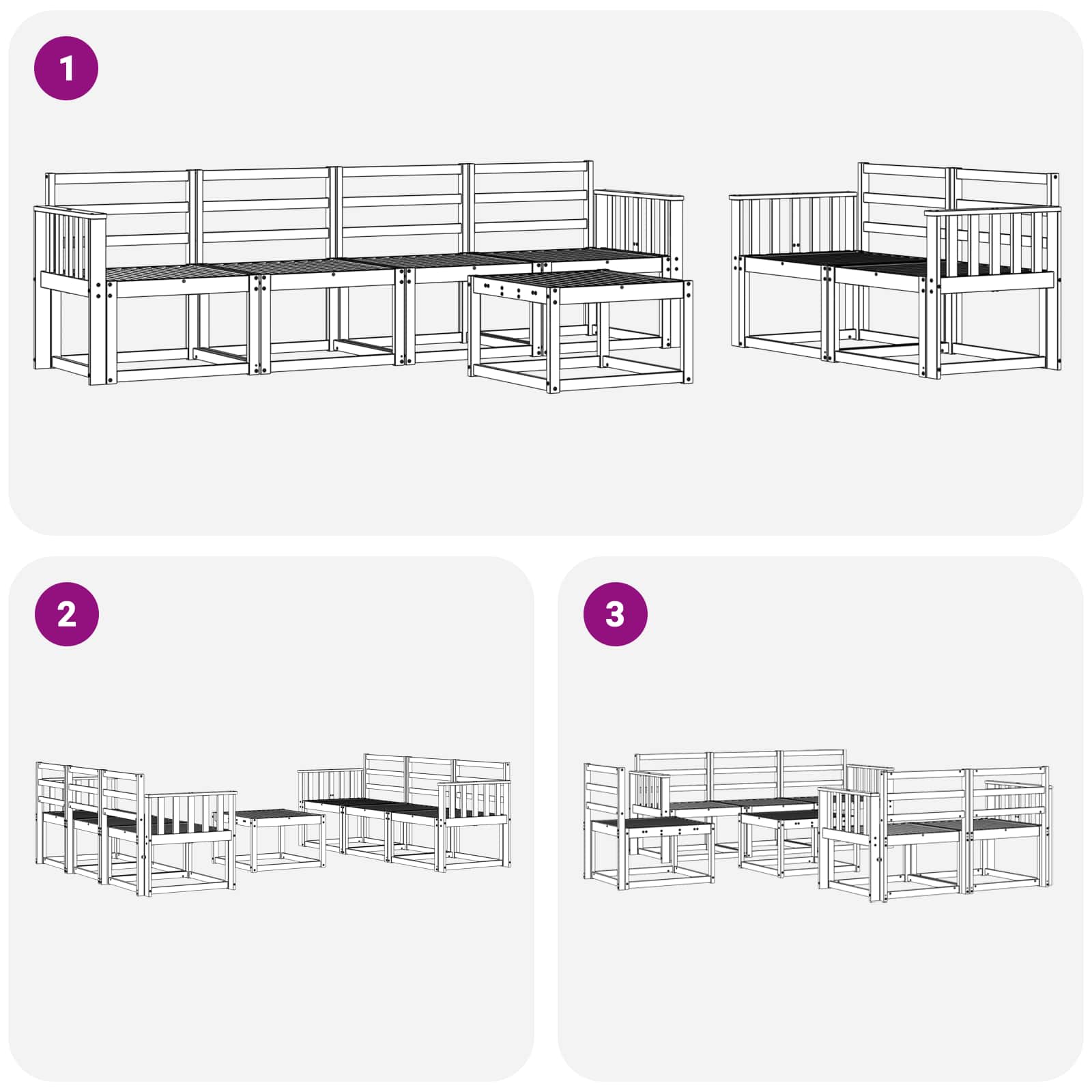 Ensemble de canapés d'extérieur 7 pcs Blanc 59 x 59 x 37 cm - XIOS