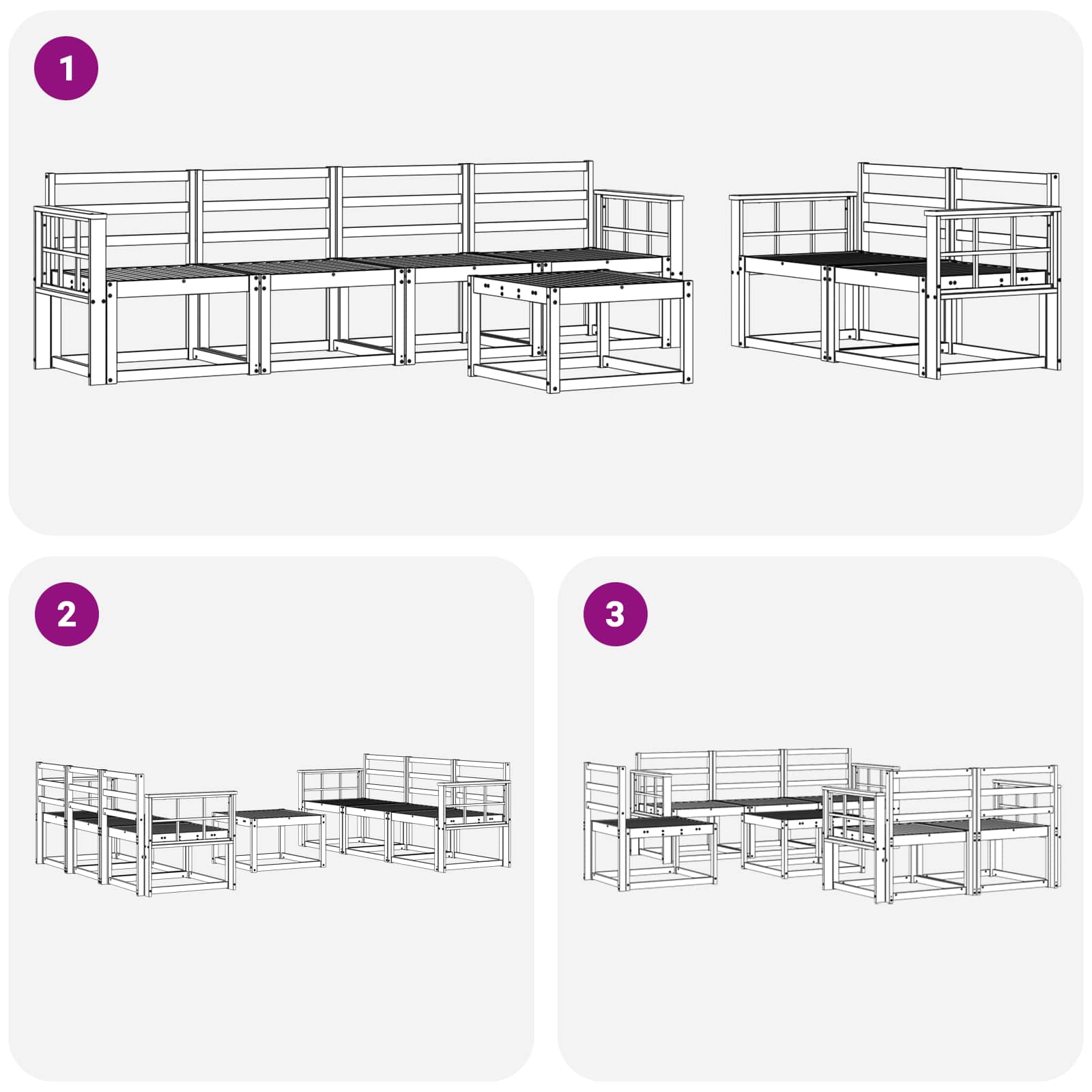 Ensemble de canapés d'extérieur 7 pcs Blanc 59 x 59 x 37 cm - XIOS
