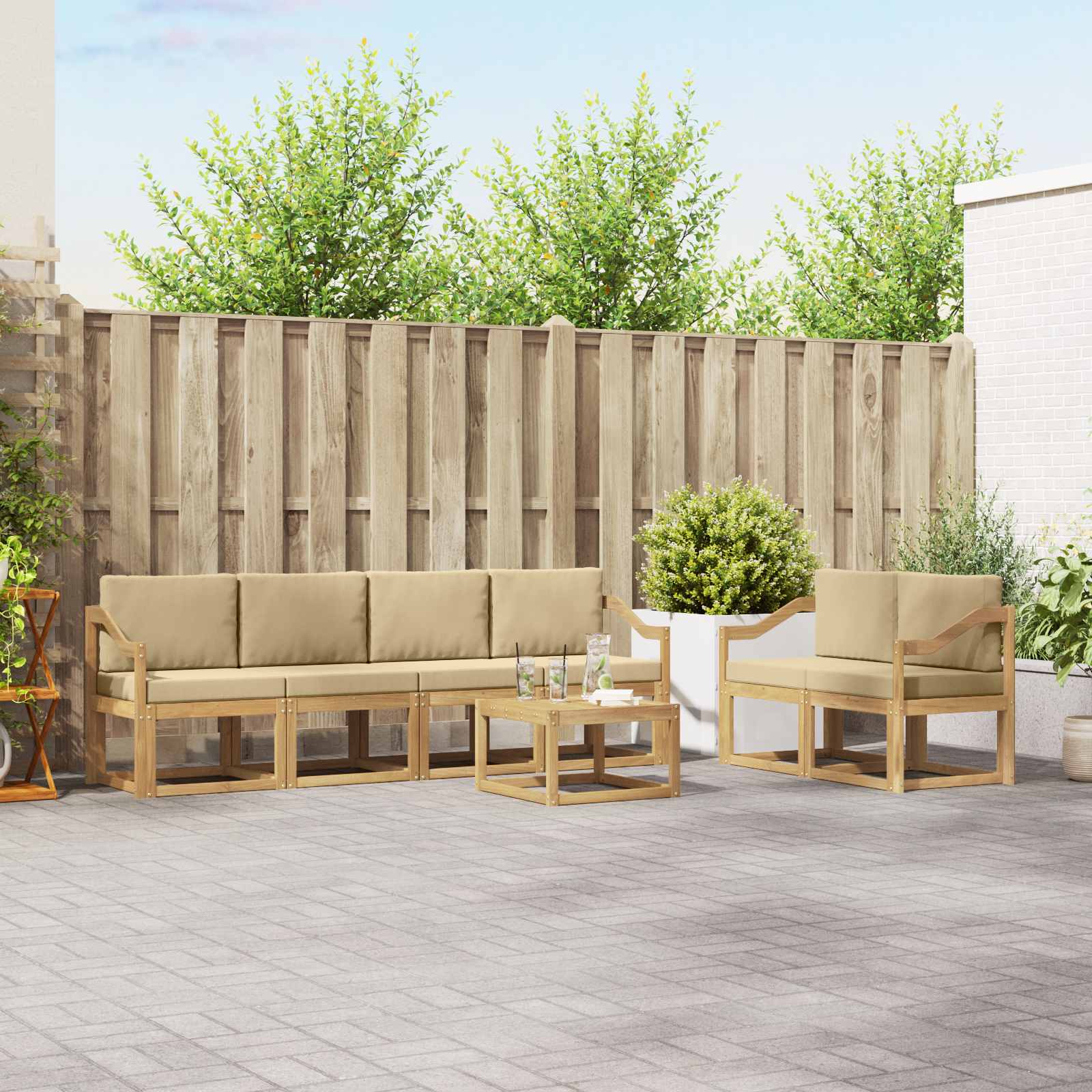 Ensemble de canapés d'extérieur 7 pcs Blanc et Beige - XIOS