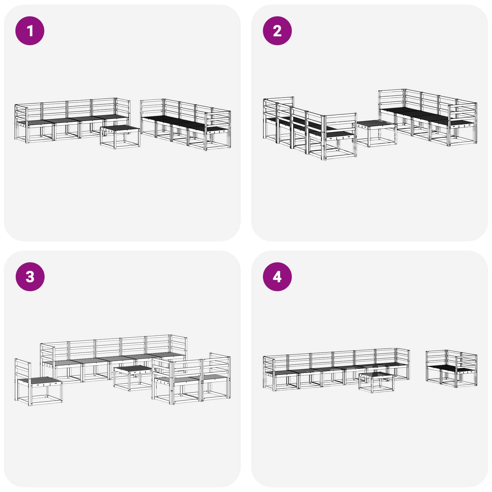 Ensemble de canapés d'extérieur 9 pcs Blanc 59 x 59 x 37 cm - XIOS