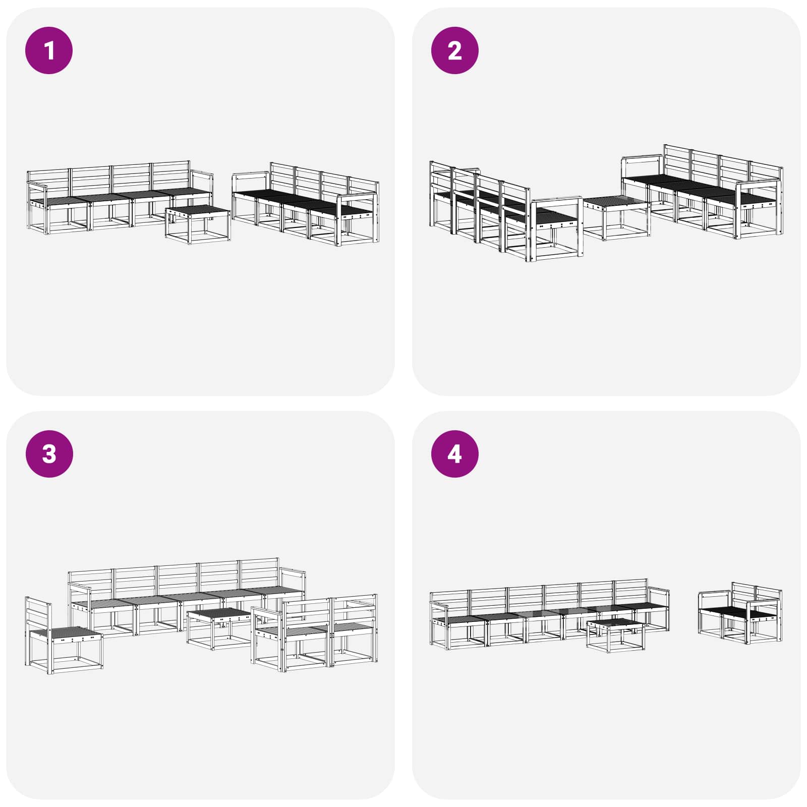 Ensemble de canapés d'extérieur 9 pcs Blanc 59 x 59 x 37 cm - XIOS