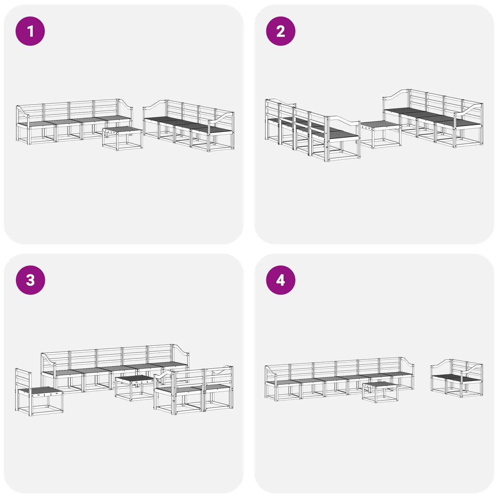Ensemble de canapés d'extérieur 9 pcs Blanc 59 x 59 x 37 cm - XIOS