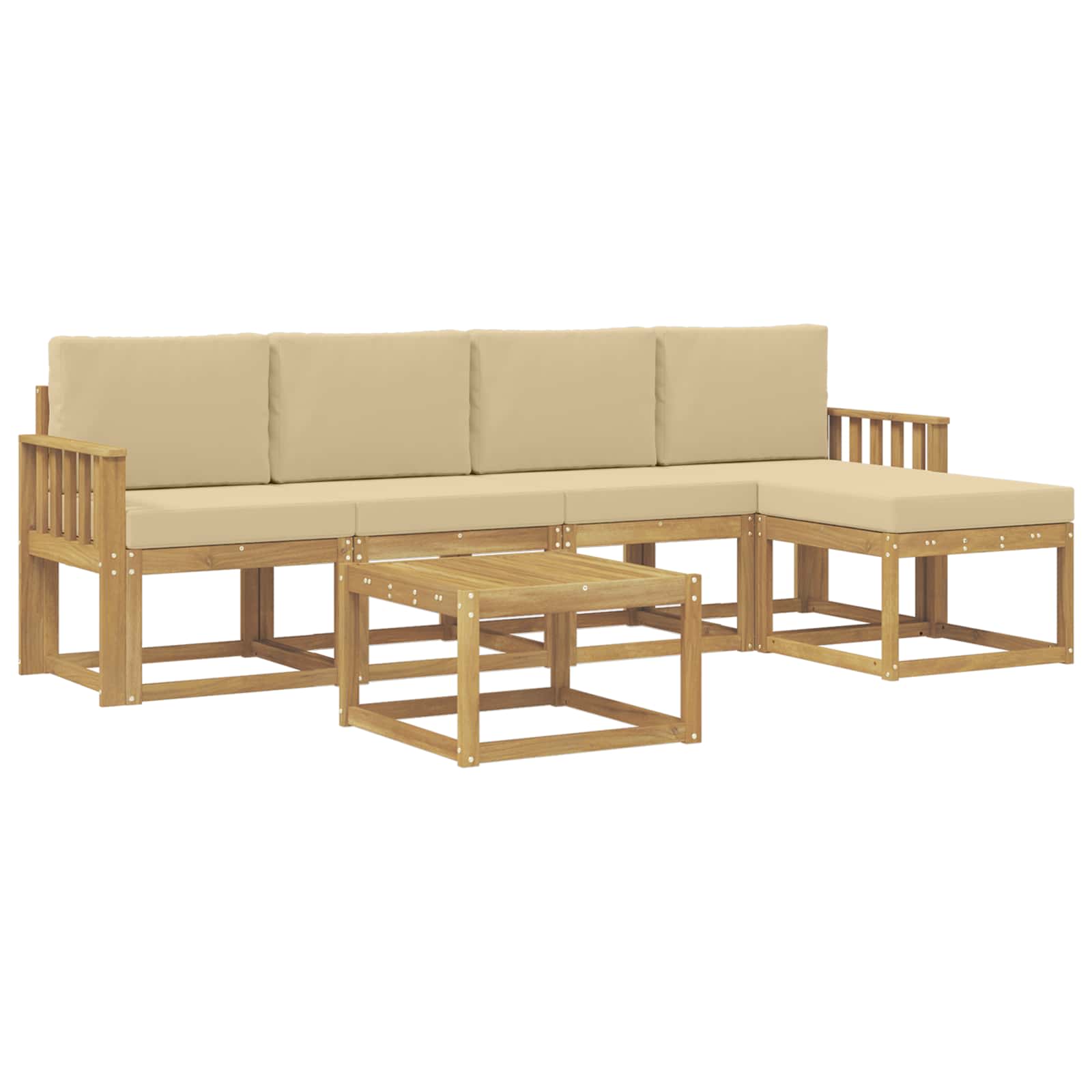 Ensemble de canapés d'extérieur 6 pc Blanc et Beige