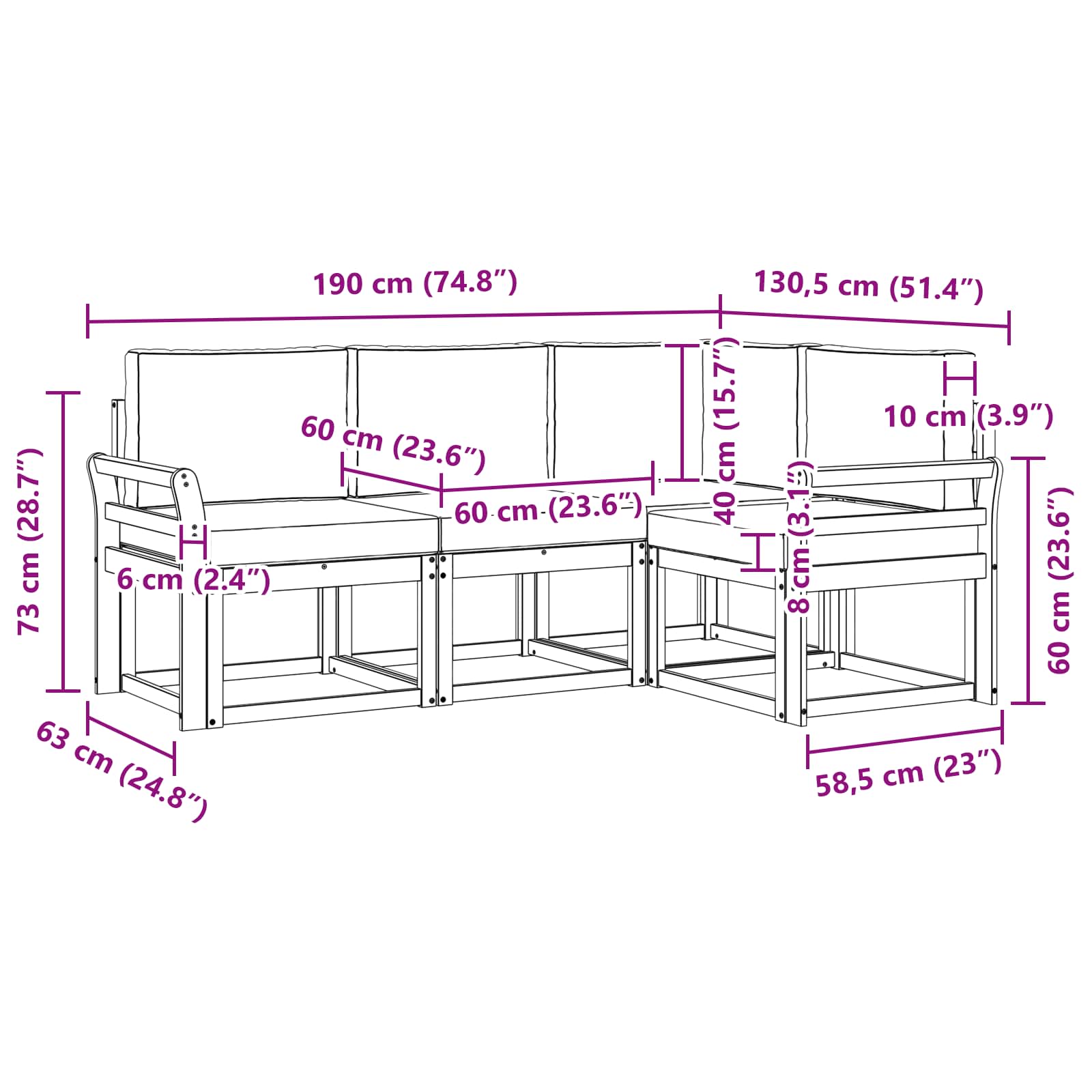 Ensemble de canapés d'extérieur 4 pcs Blanc et gris clair - XIOS