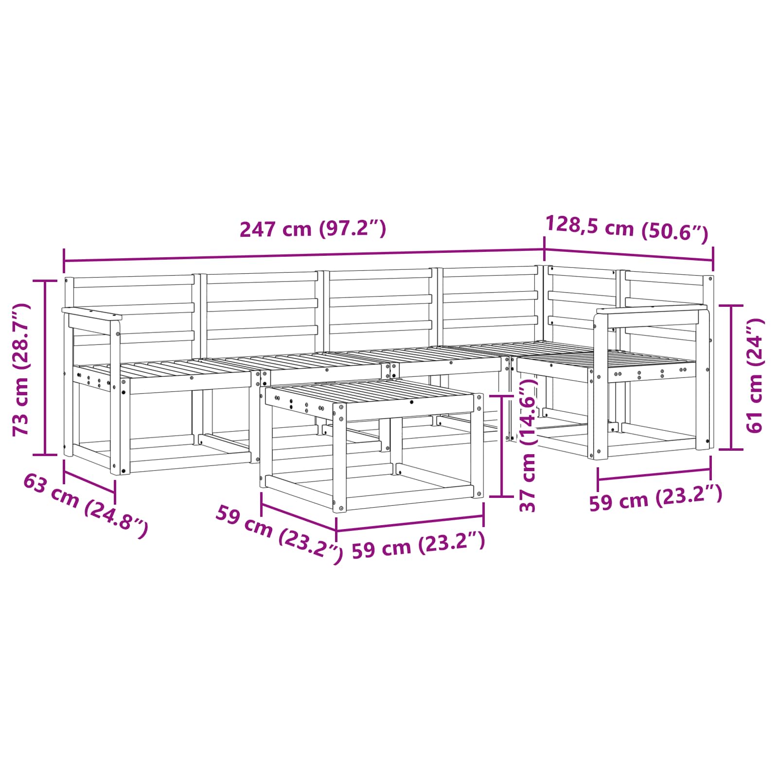 Ensemble de canapés d'extérieur 6 pcs Blanc - XIOS