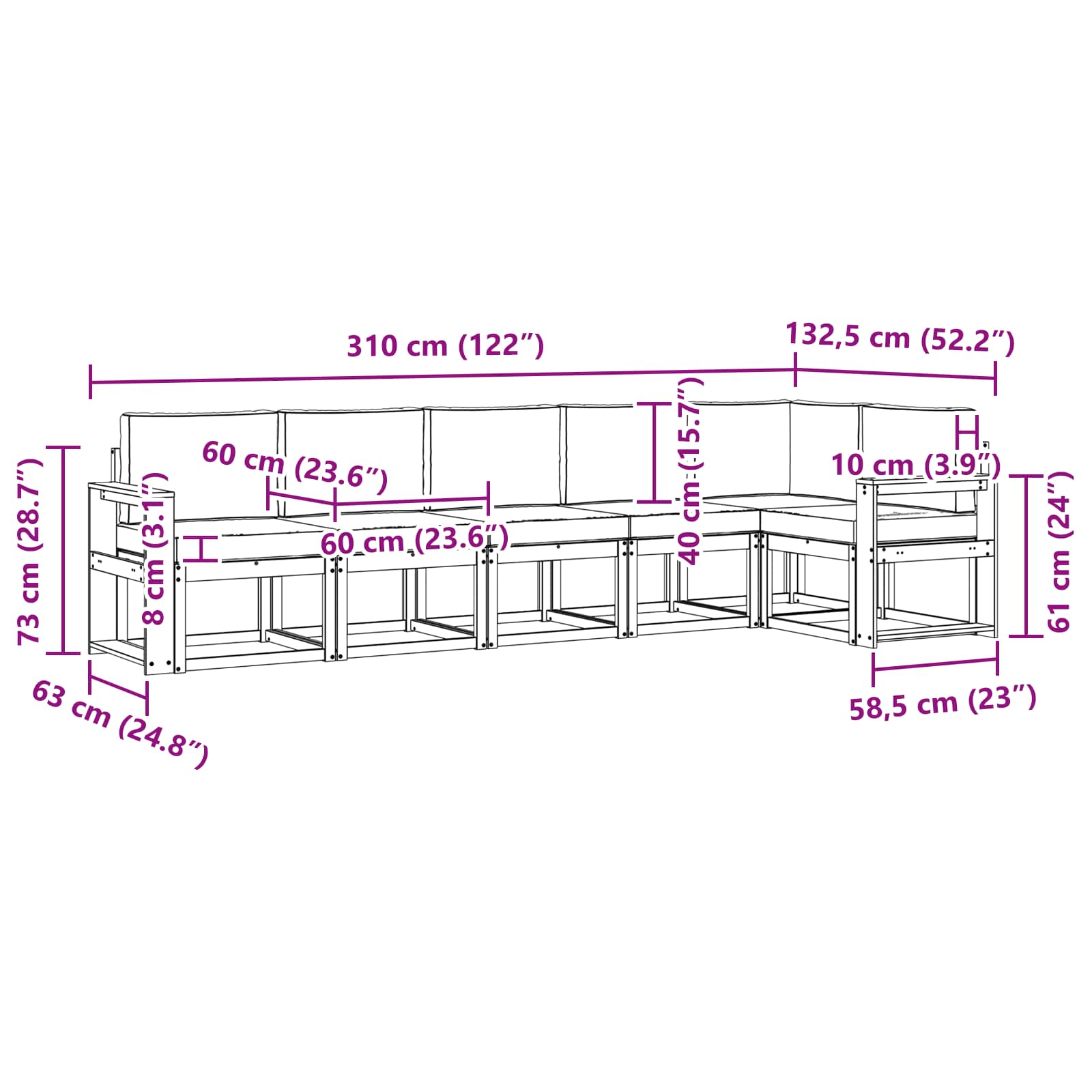 Ensemble de canapés d'extérieur 6 pcs Blanc et anthracite - XIOS