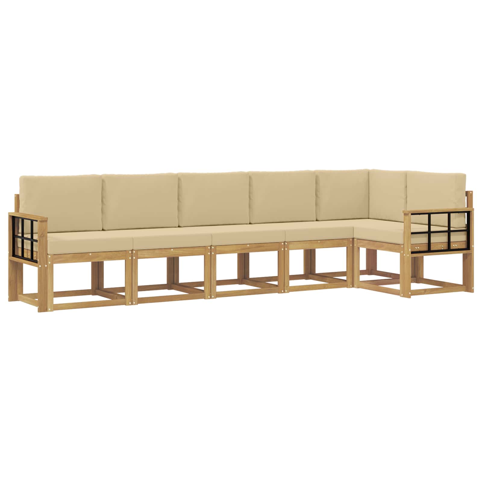Ensemble de canapés d'extérieur 6 pcs Blanc et Beige Polyester - XIOS
