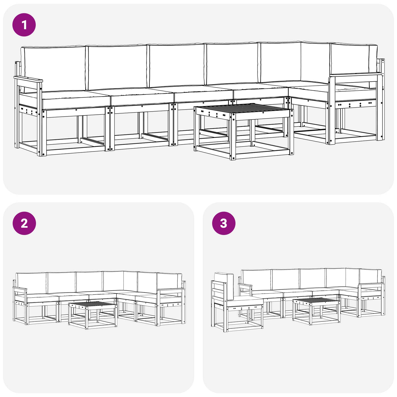 Ensemble de canapés d'extérieur 7 pcs Blanc et Beige Polyester - XIOS