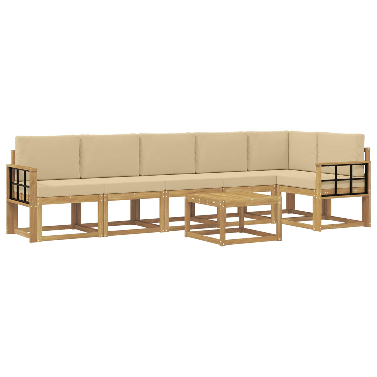 Ensemble de canapés d'extérieur 7 pcs Blanc et Beige Polyester - XIOS