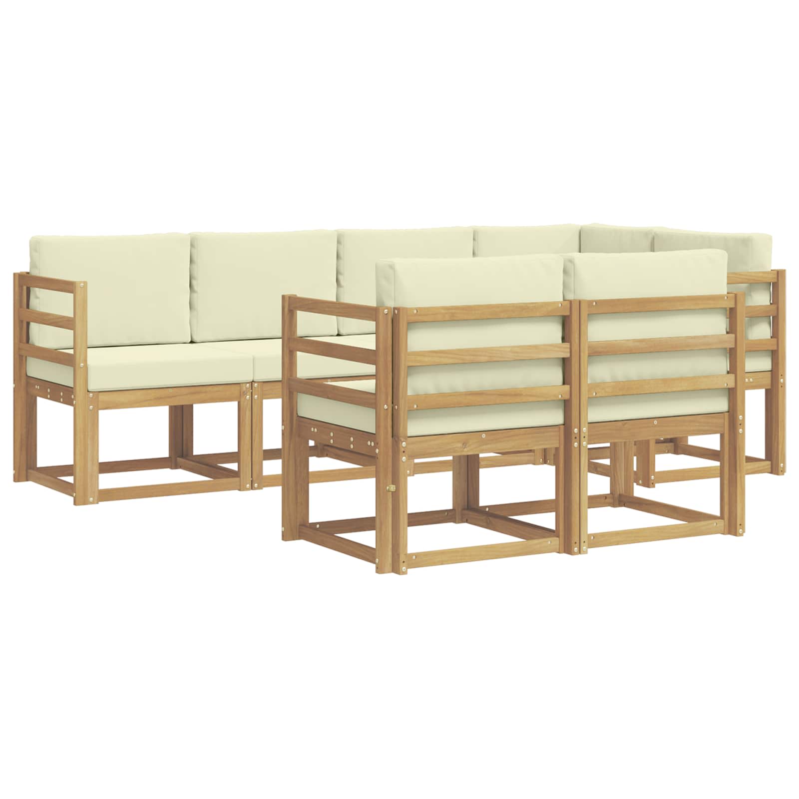 Ensemble de canapés d'extérieur 7 pcs Blanc et crème Polyester - XIOS
