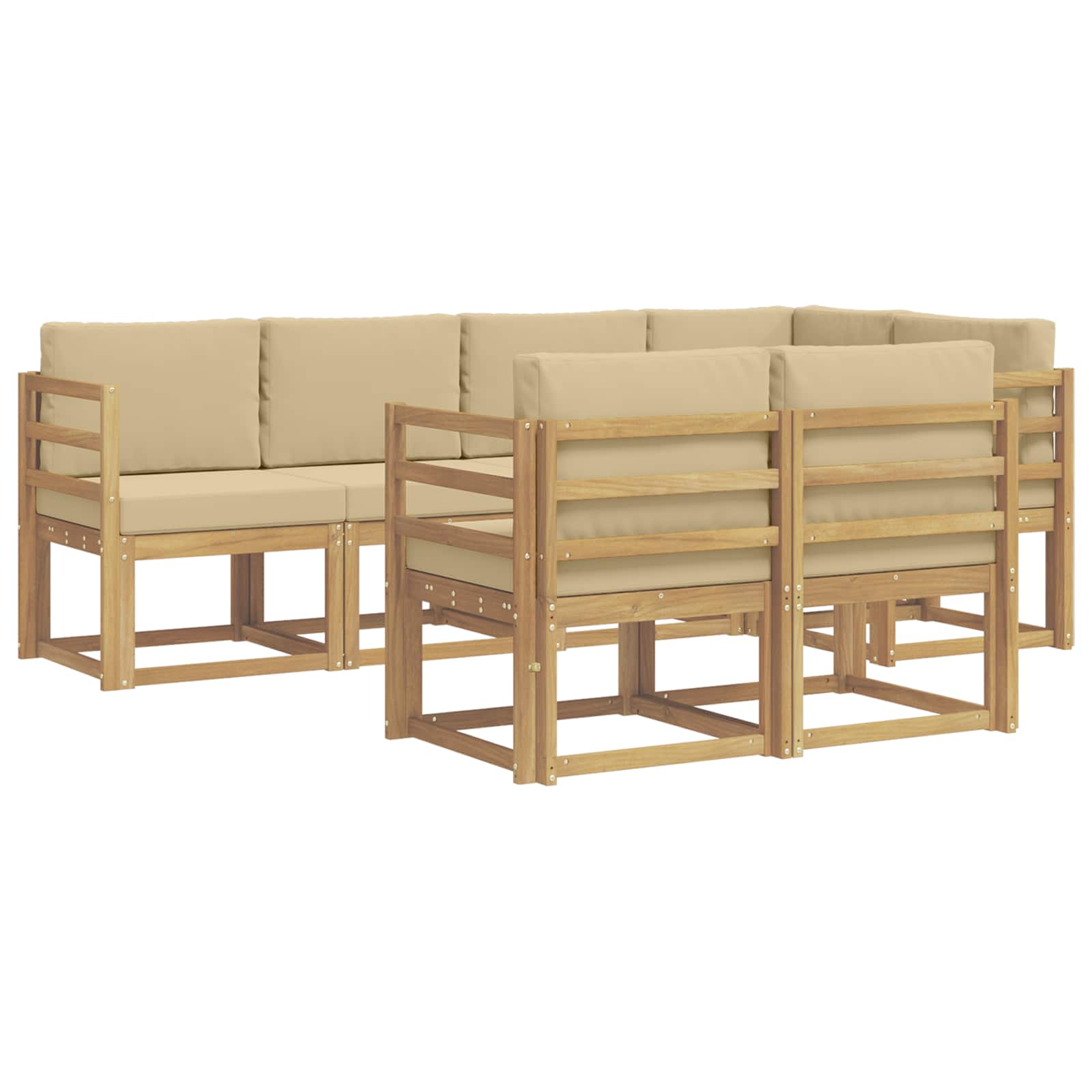 Ensemble de canapés d'extérieur 7 pcs Blanc et Beige Polyester - XIOS