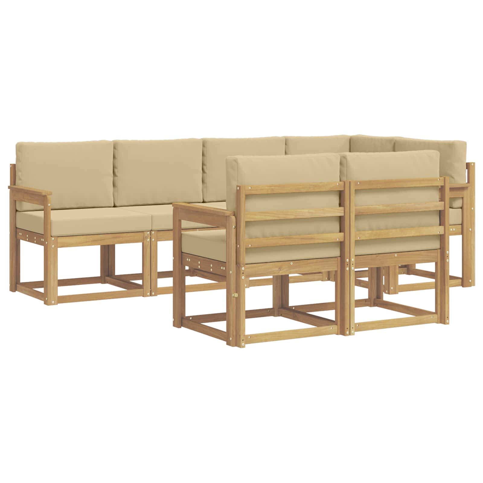 Ensemble de canapés d'extérieur 7 pcs Blanc et Beige Polyester - XIOS