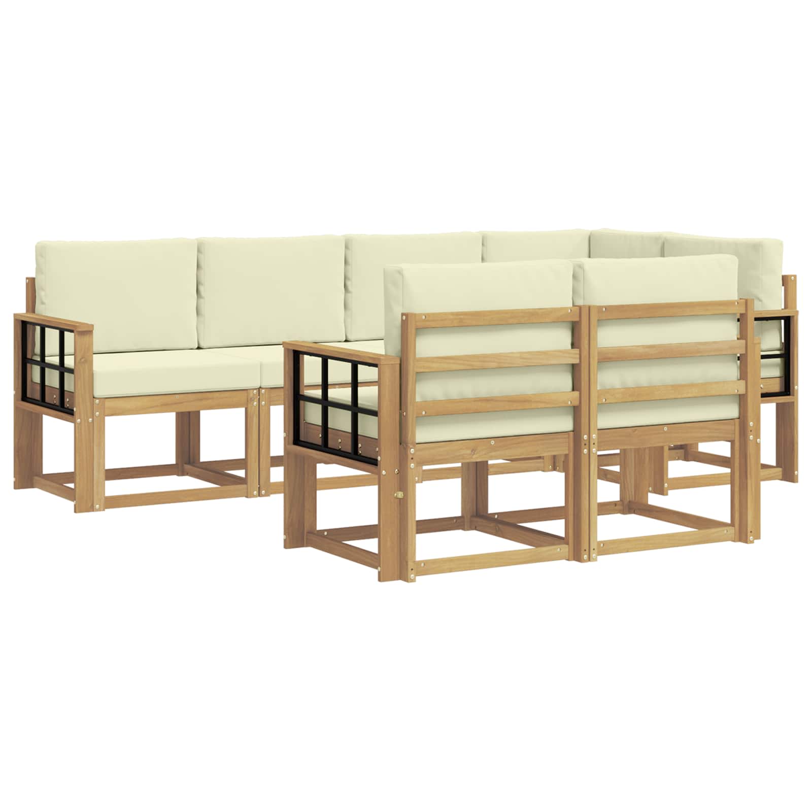 Ensemble de canapés d'extérieur 7 pcs Blanc et crème Polyester - XIOS