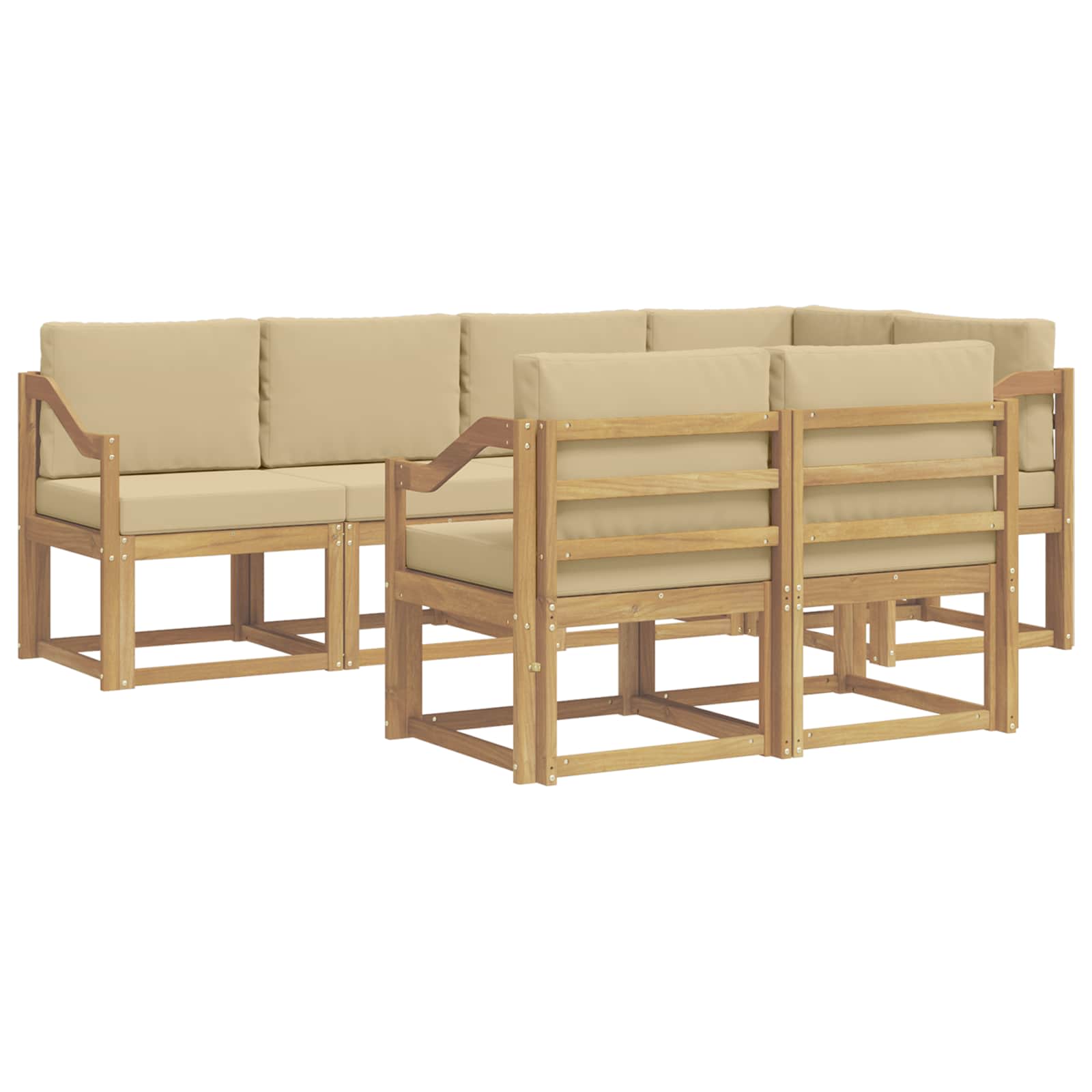 Ensemble de canapés d'extérieur 7 pcs Blanc et Beige Polyester - XIOS