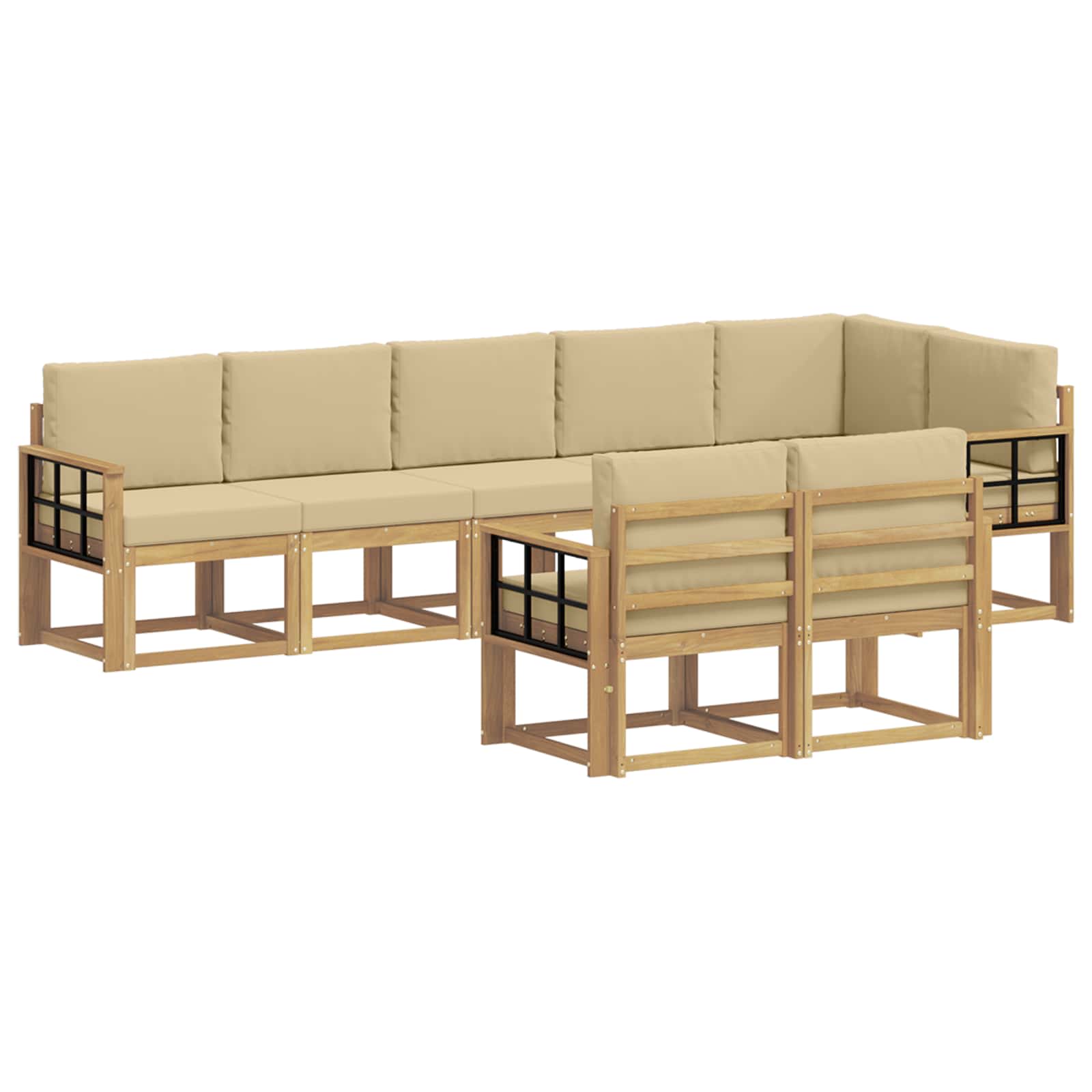 Ensemble de canapés d'extérieur 8 pcs Blanc et Beige Polyester - XIOS