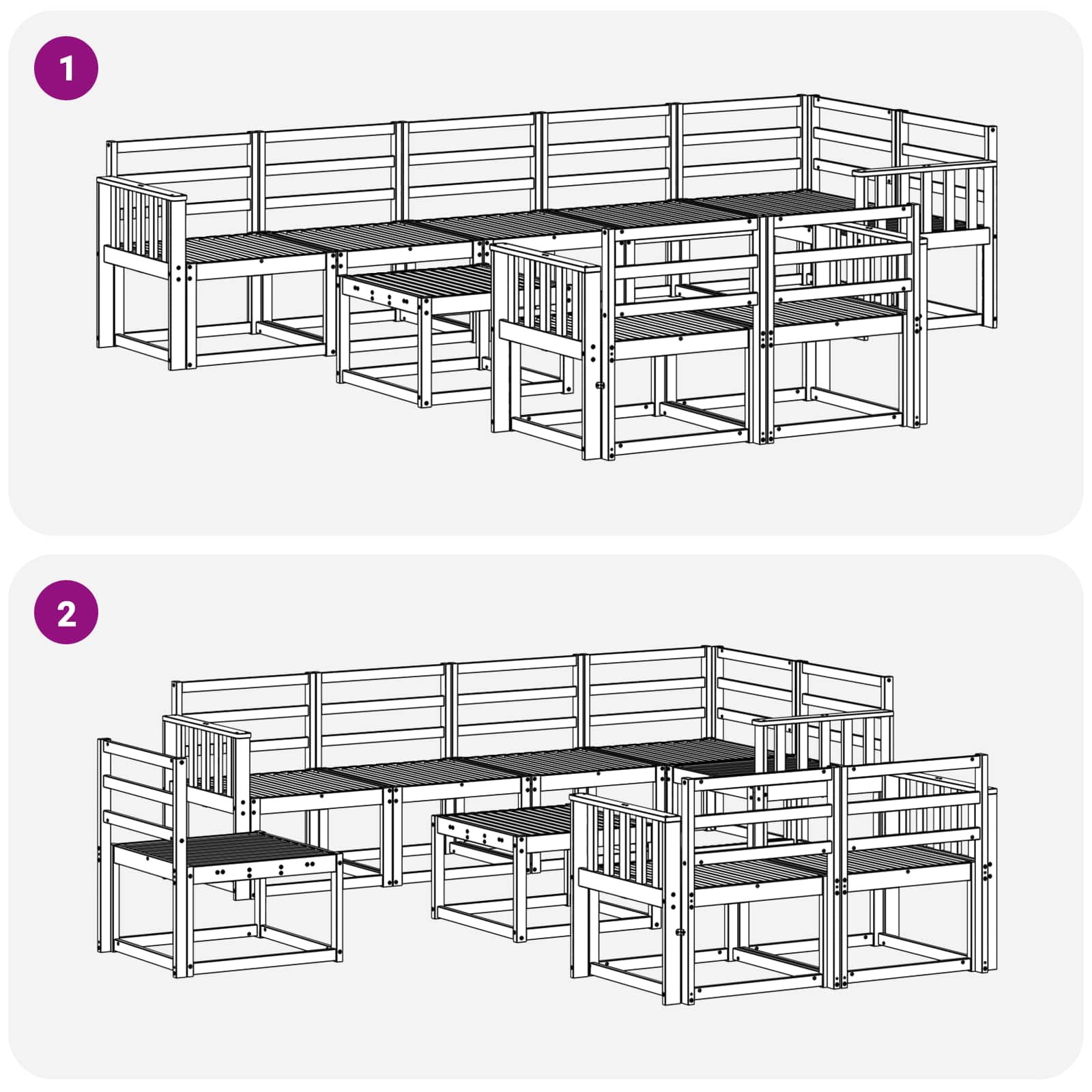 Ensemble de canapés d'extérieur 9 pcs Blanc - XIOS