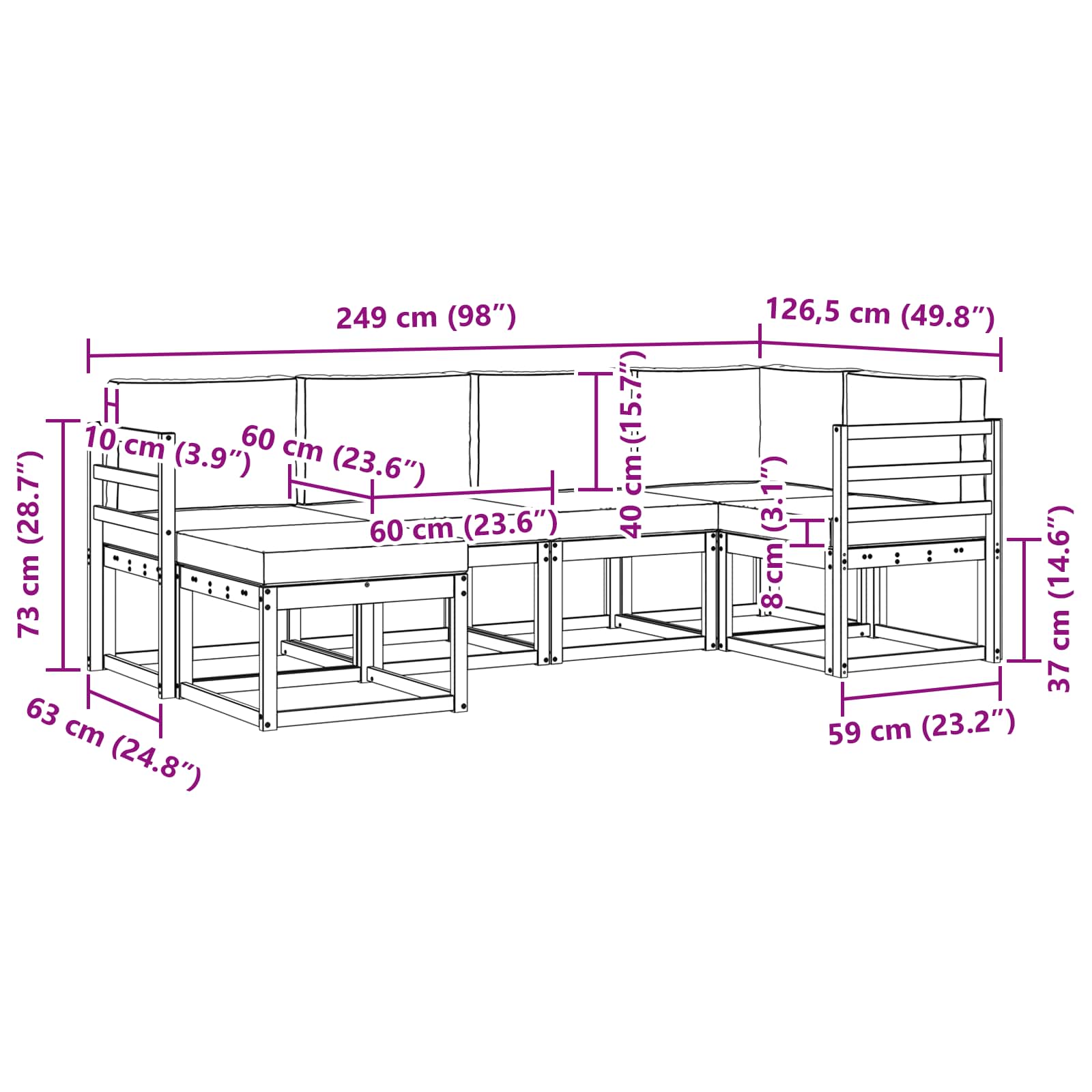 Ensemble de canapés d'extérieur 6 pcs Blanc et anthracite - XIOS