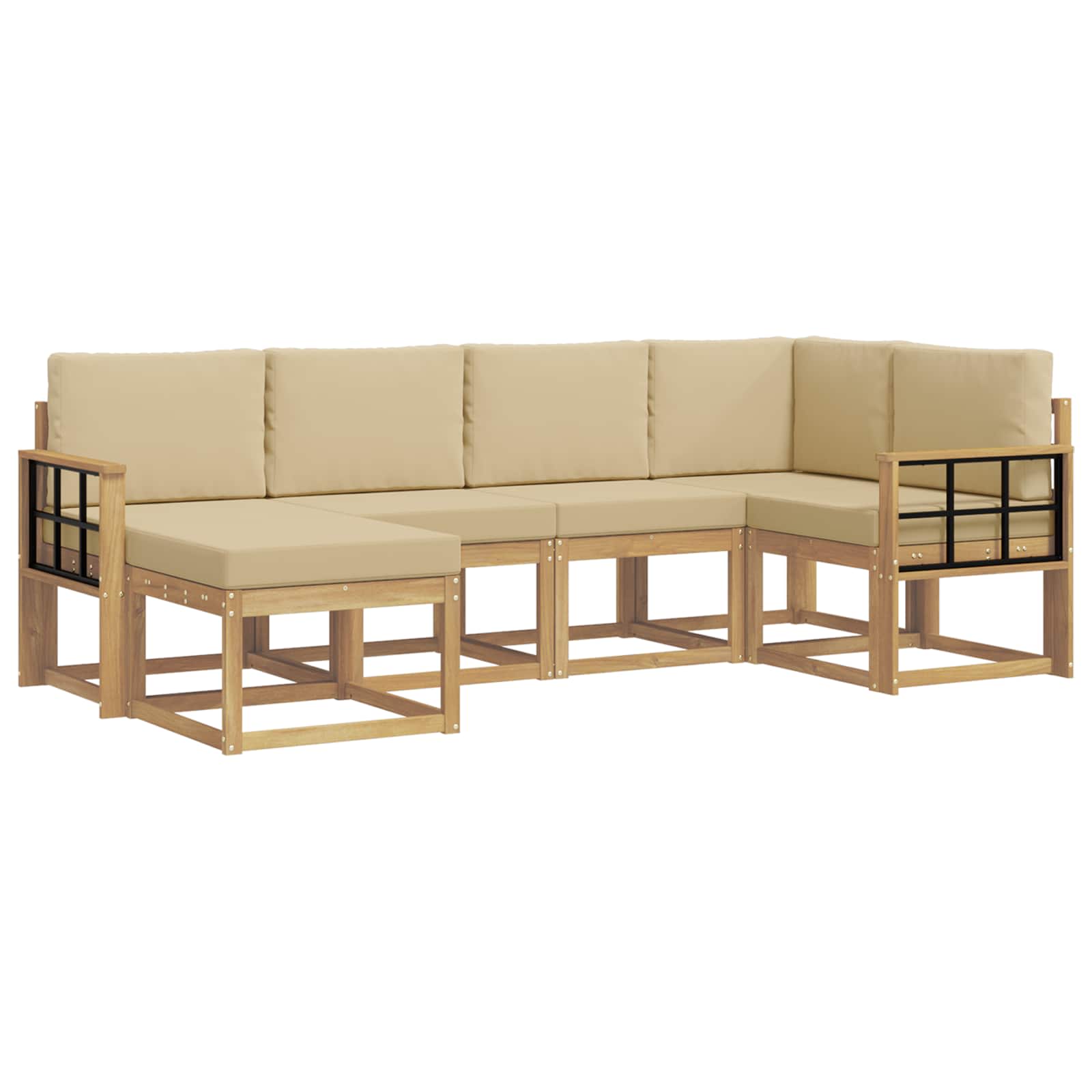 Ensemble de canapés d'extérieur 6 pcs Blanc et Beige Polyester - XIOS