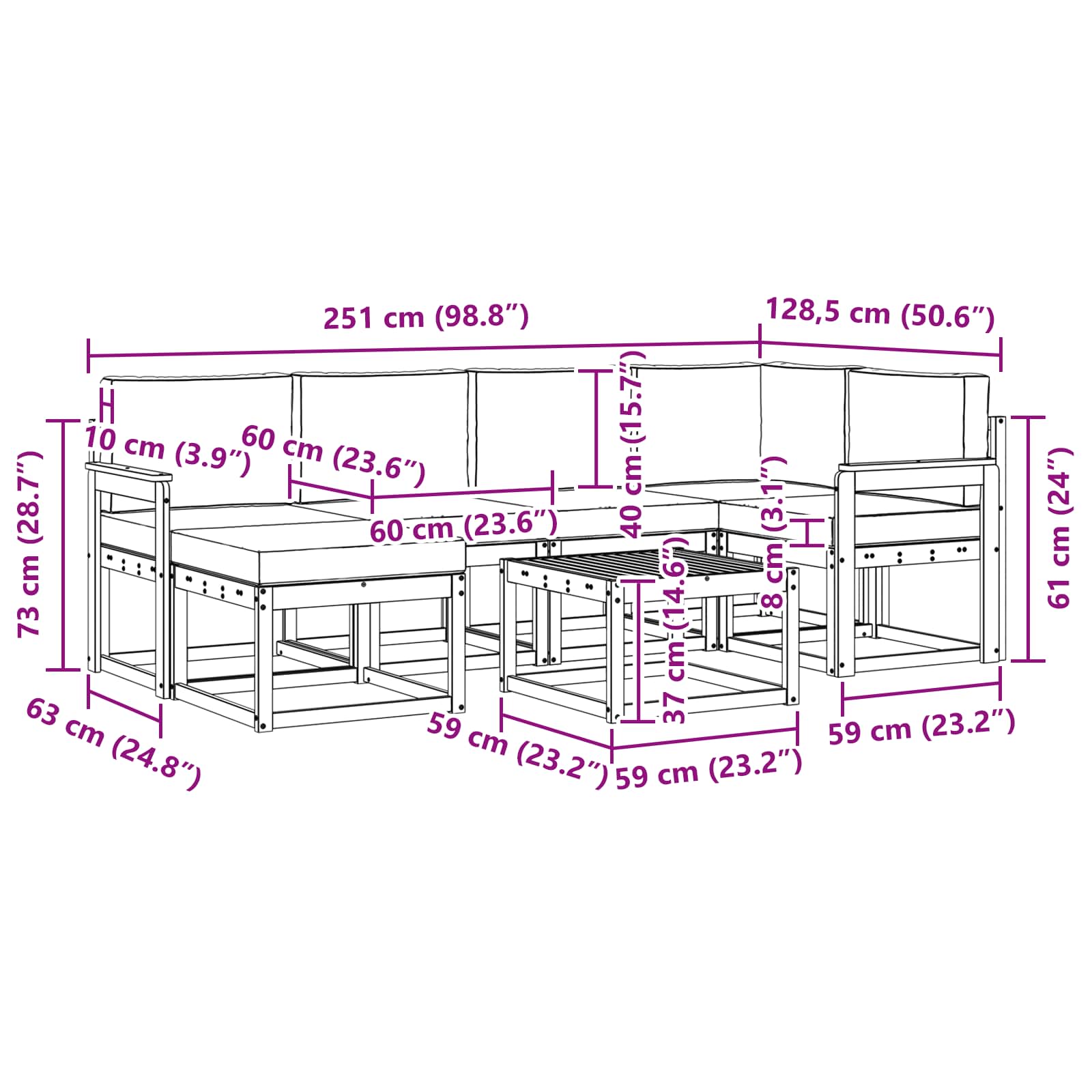 Ensemble de canapés d'extérieur 7 pcs Blanc et anthracite - XIOS