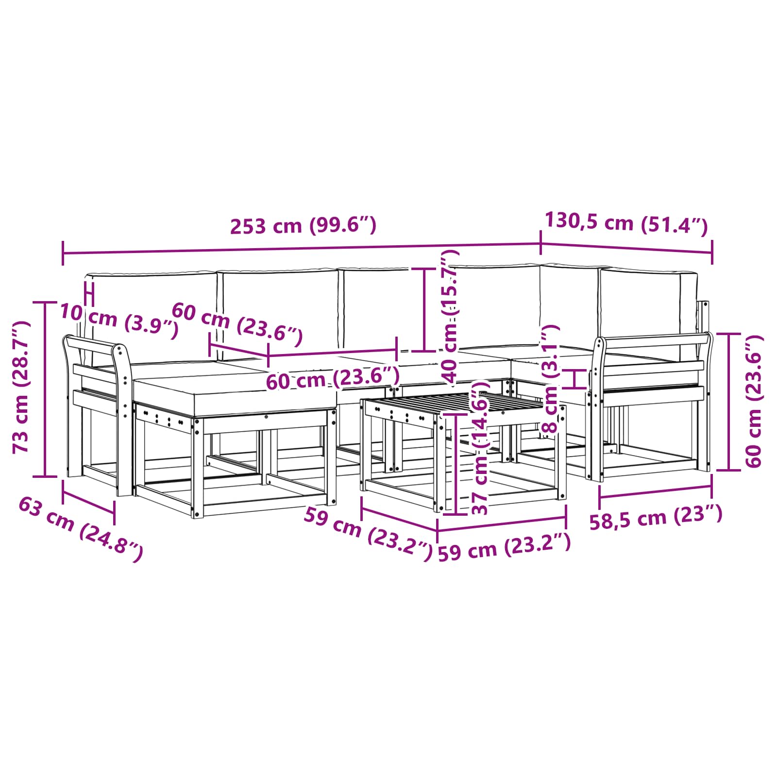 Ensemble de canapés d'extérieur 7 pcs Blanc et Beige - XIOS