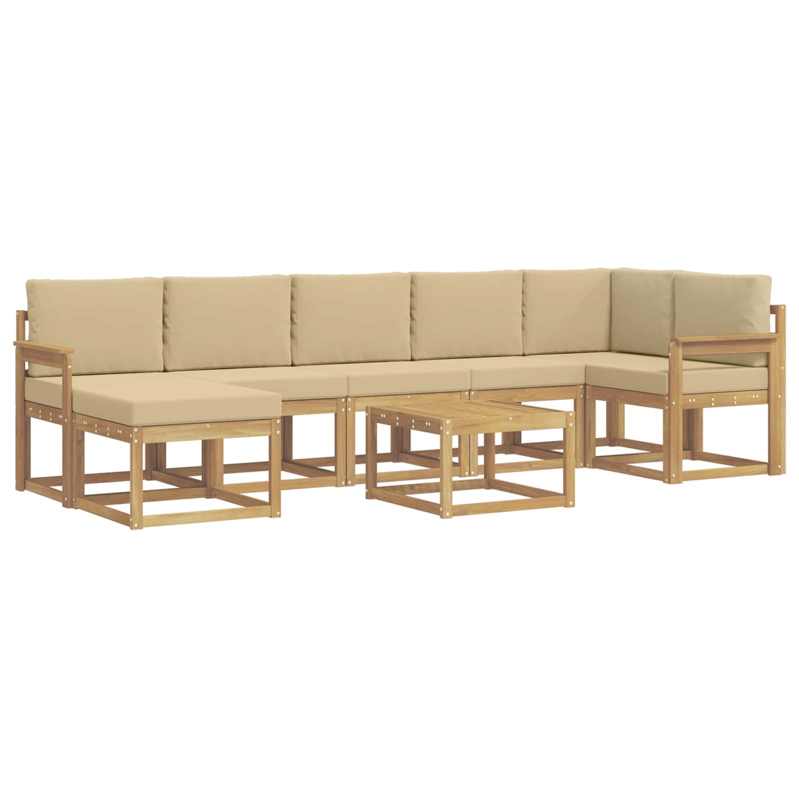 Ensemble de canapés d'extérieur 8 pcs Blanc et Beige Polyester - XIOS