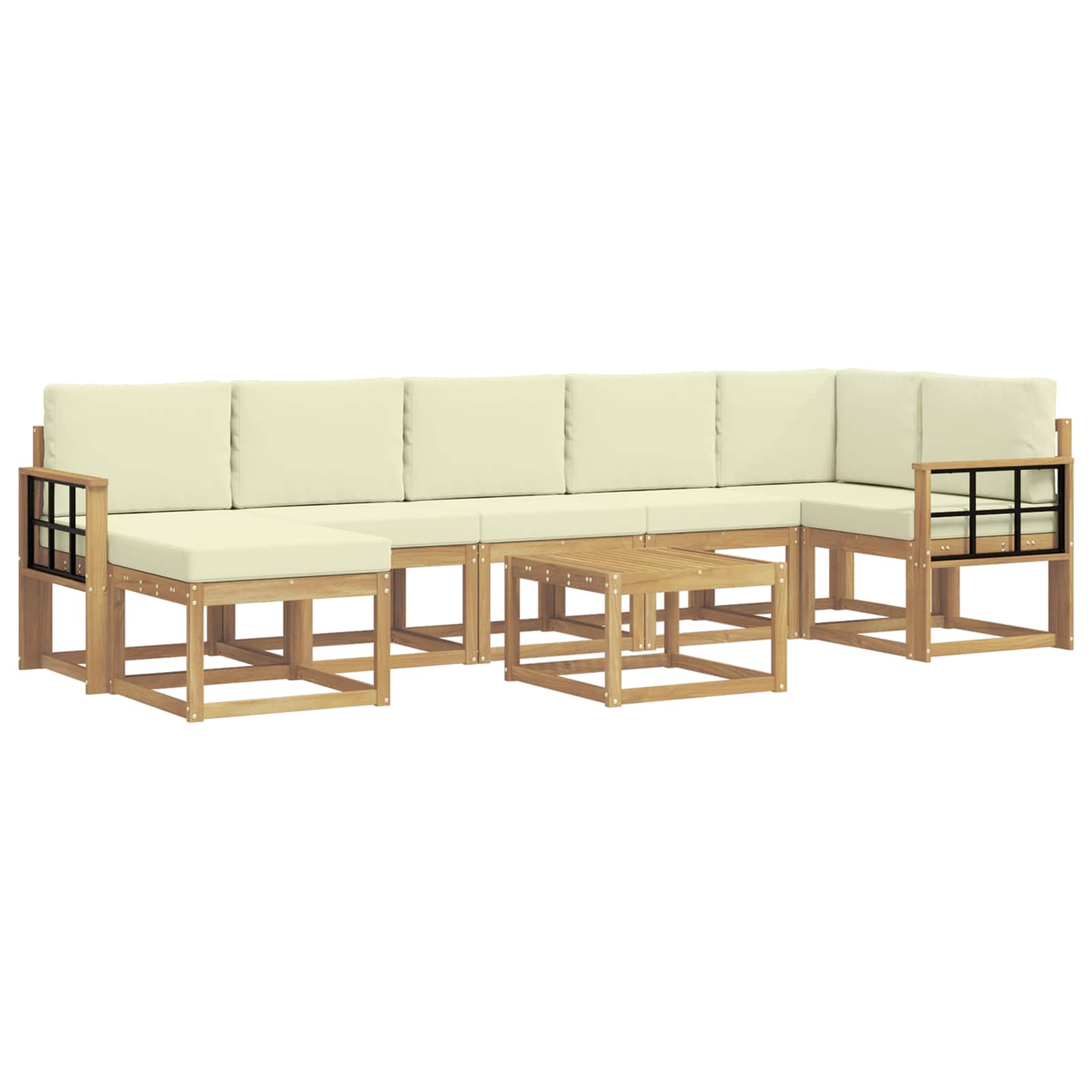 Ensemble de canapés d'extérieur 8 pcs Blanc et crème Polyester - XIOS