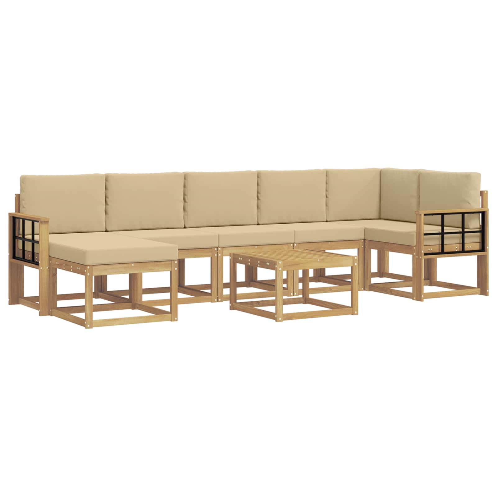 Ensemble de canapés d'extérieur 8 pcs Blanc et Beige Polyester - XIOS
