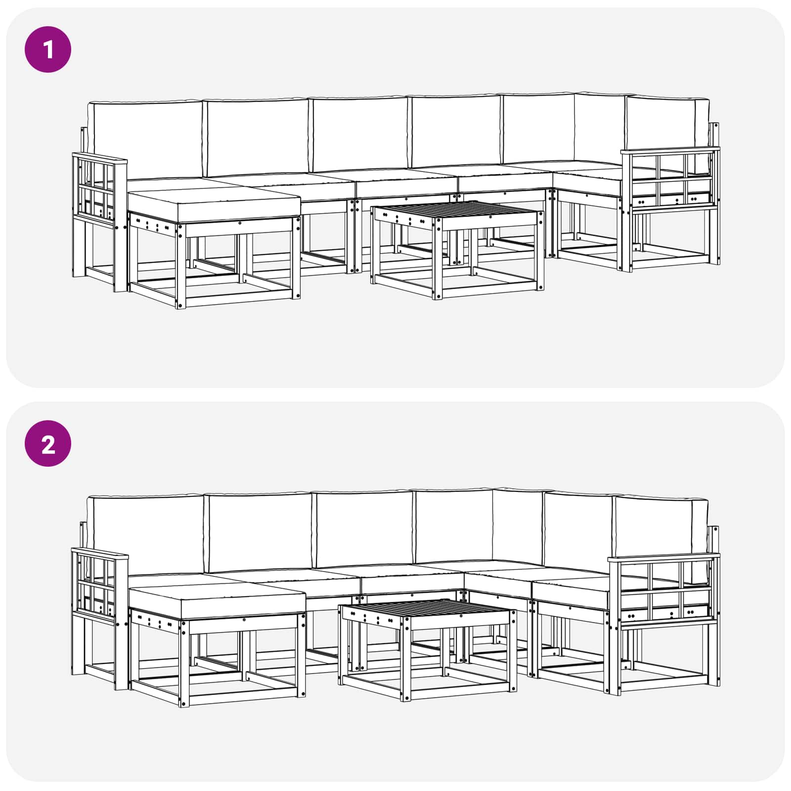 Ensemble de canapés d'extérieur 8 pcs Blanc et Beige Polyester - XIOS