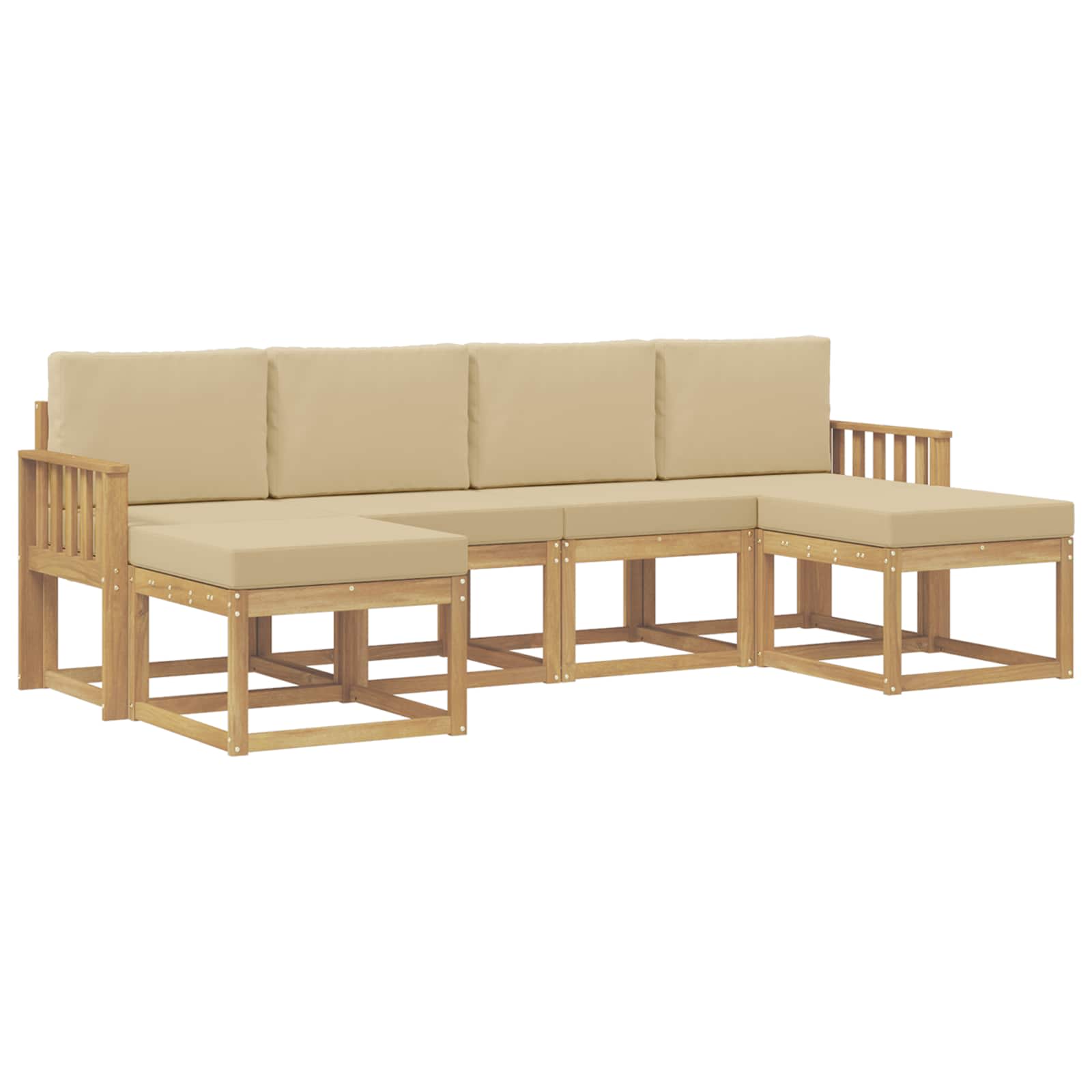 Ensemble de canapés d'extérieur 6 pcs Blanc et Beige Polyester - XIOS