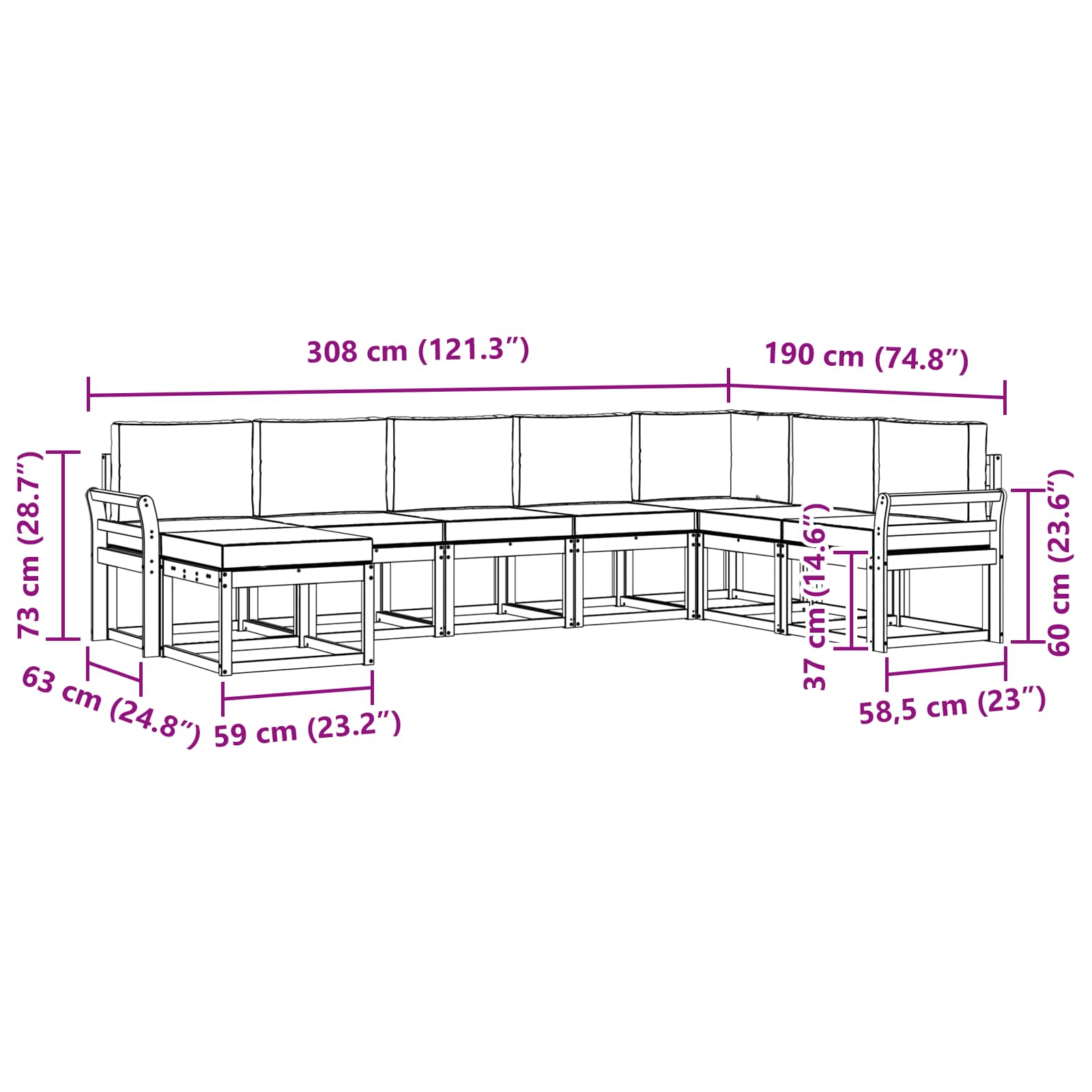 Ensemble de canapés d'extérieur 8 pcs Blanc et gris clair - XIOS