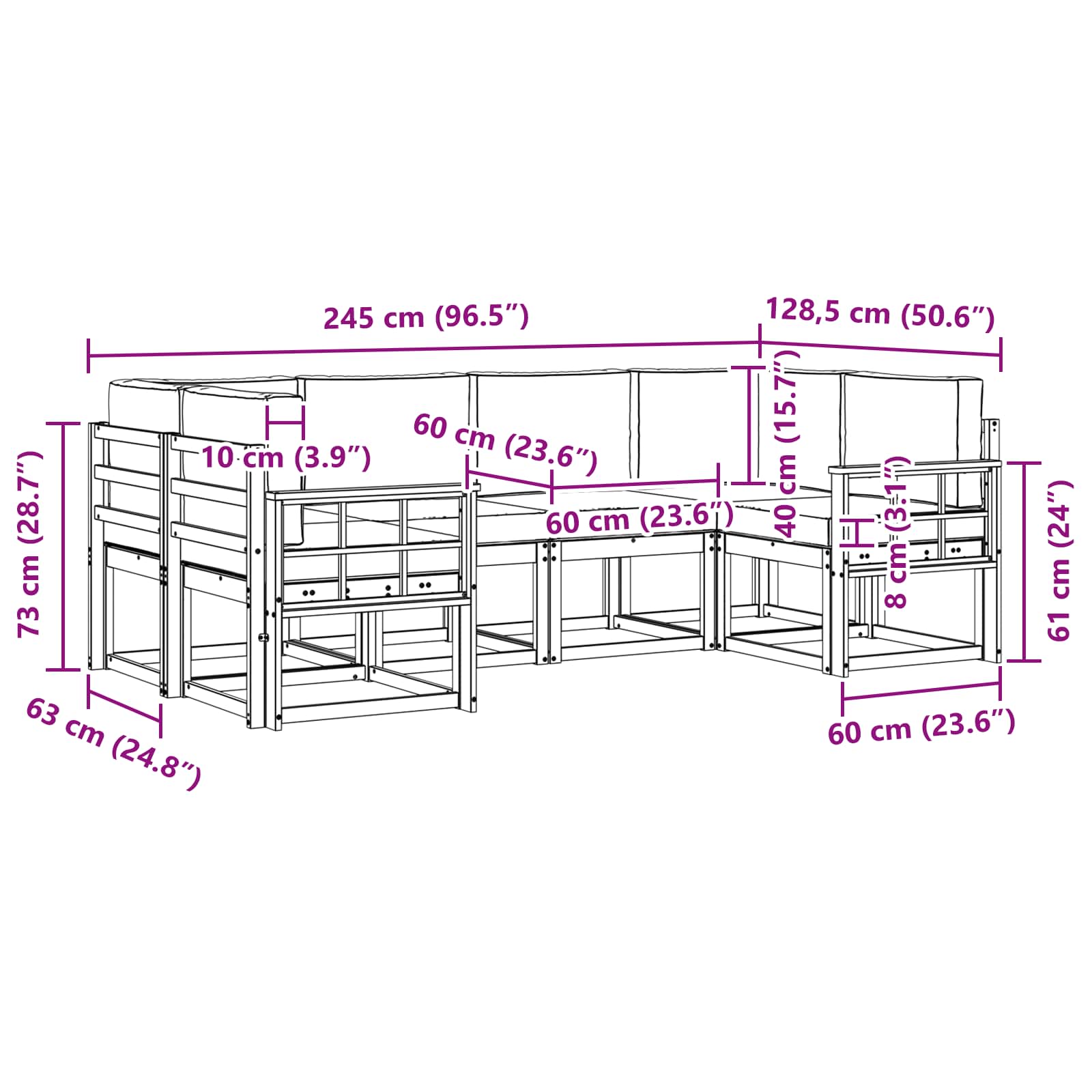 Ensemble de canapés d'extérieur 6 pcs Blanc et anthracite - XIOS