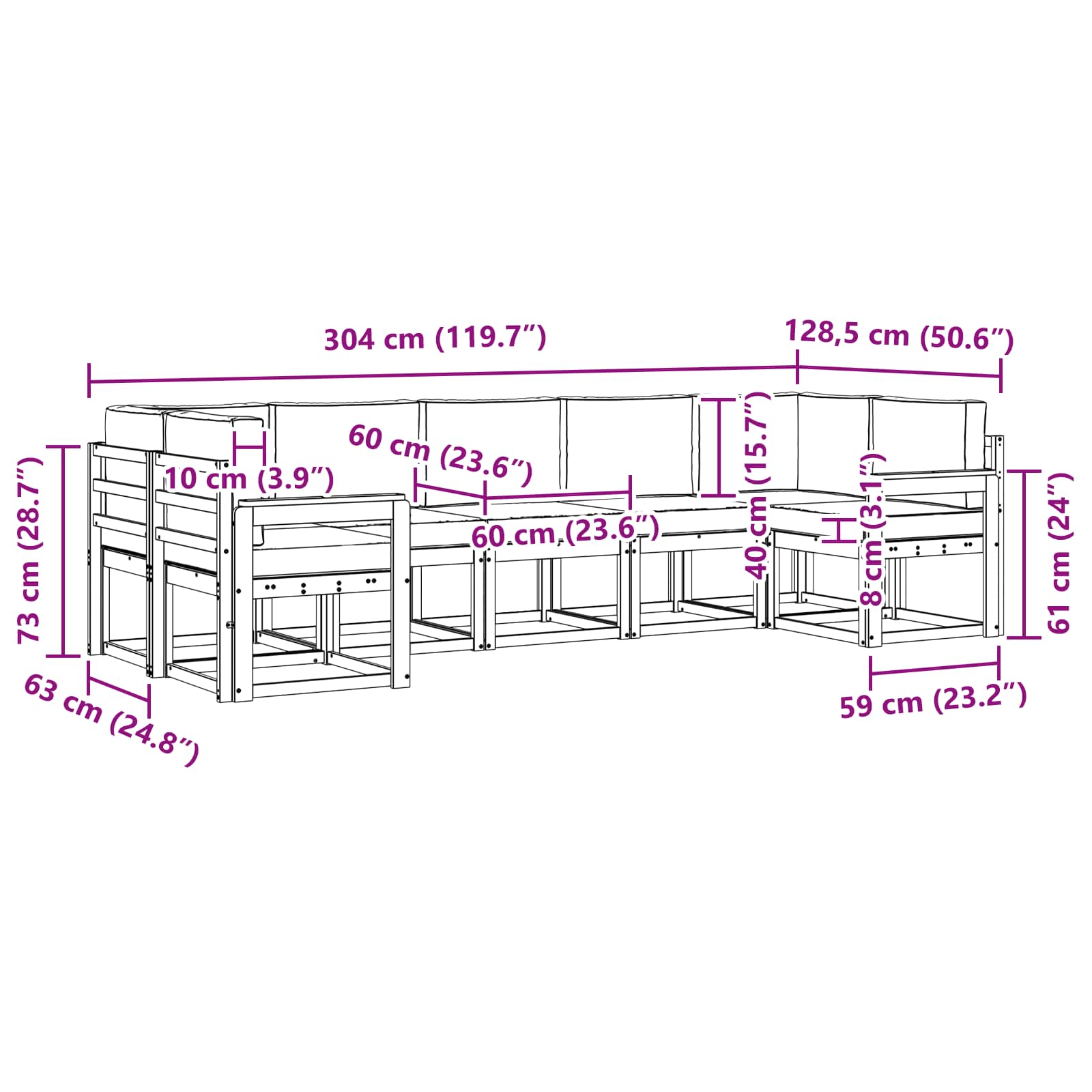 Ensemble de canapés d'extérieur 7 pcs Blanc et anthracite - XIOS