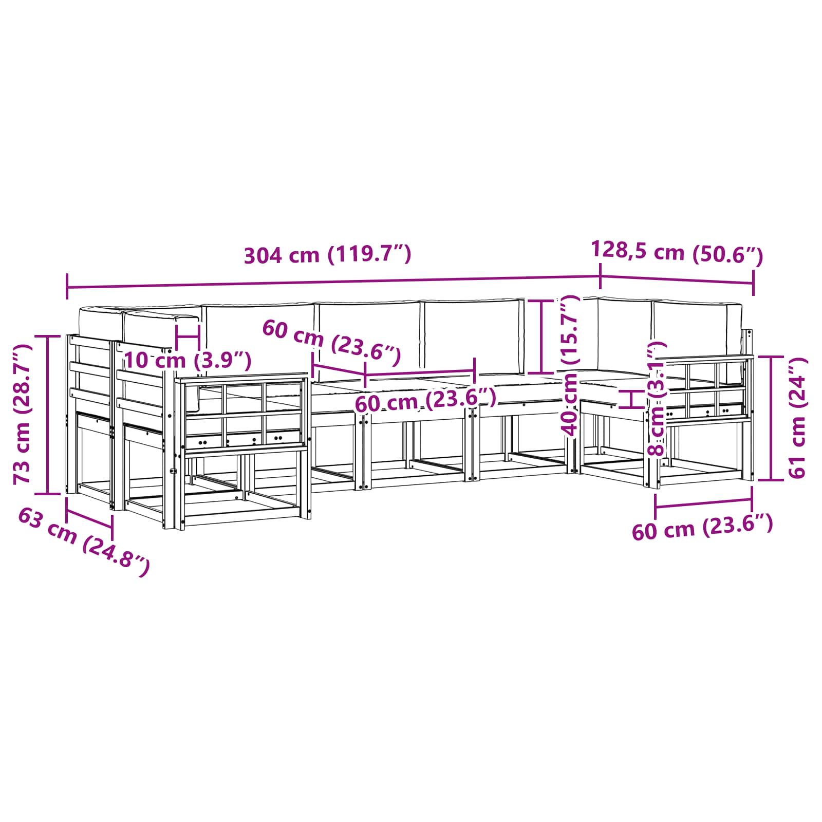 Ensemble de canapés d'extérieur 7 pcs Blanc et Beige - XIOS