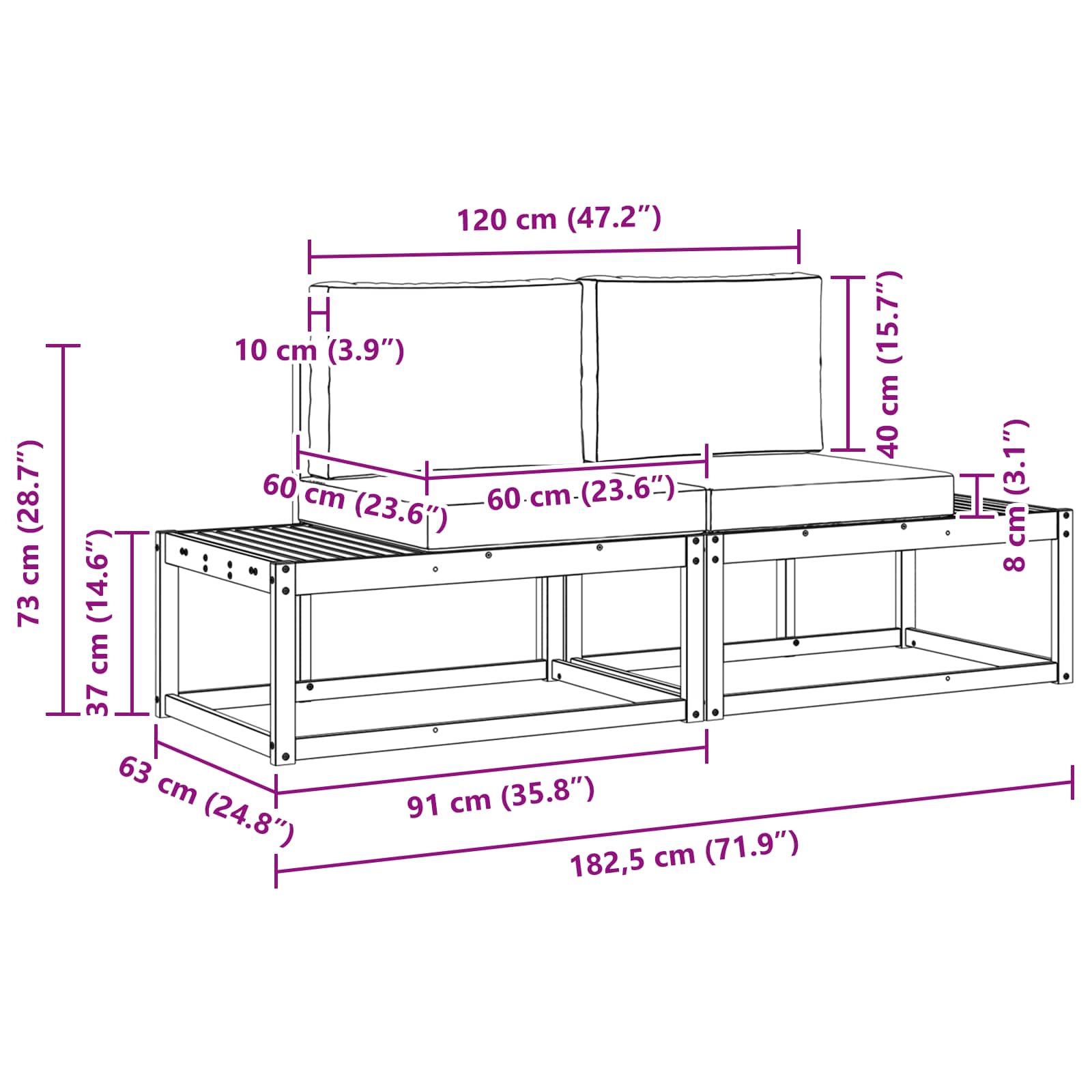 Ensemble de canapés d'extérieur 2 pcs Blanc et anthracite - XIOS