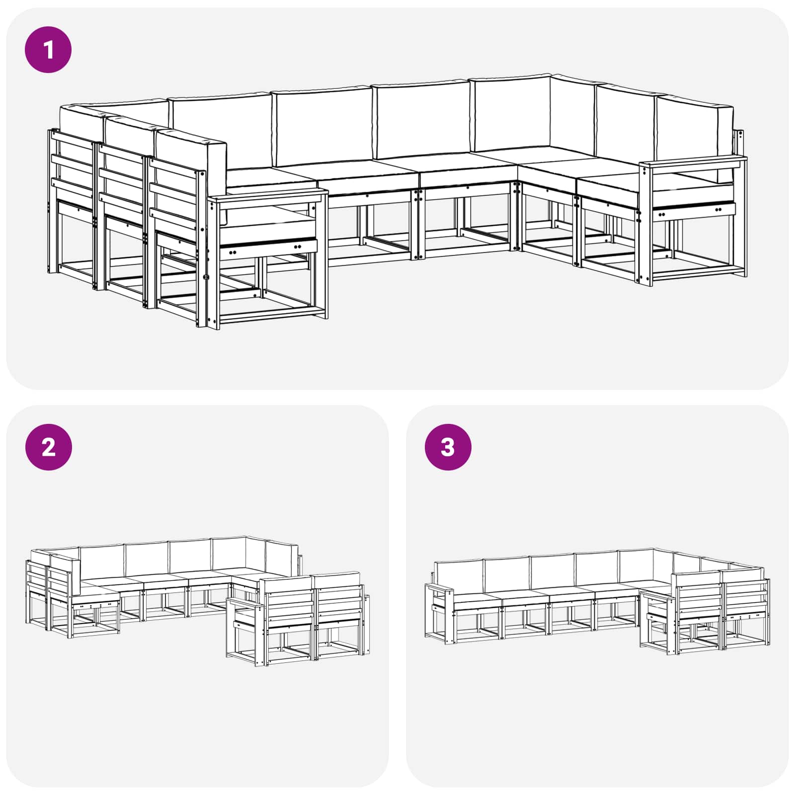 Ensemble de canapés d'extérieur 9 pcs Blanc et Beige - XIOS