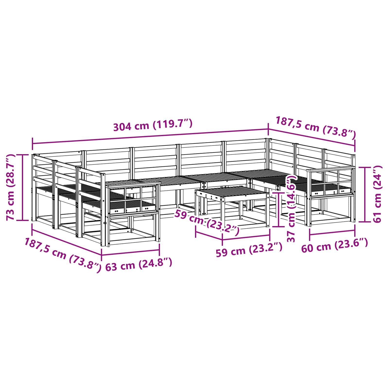 Ensemble de canapés d'extérieur 10 pcs Blanc - XIOS
