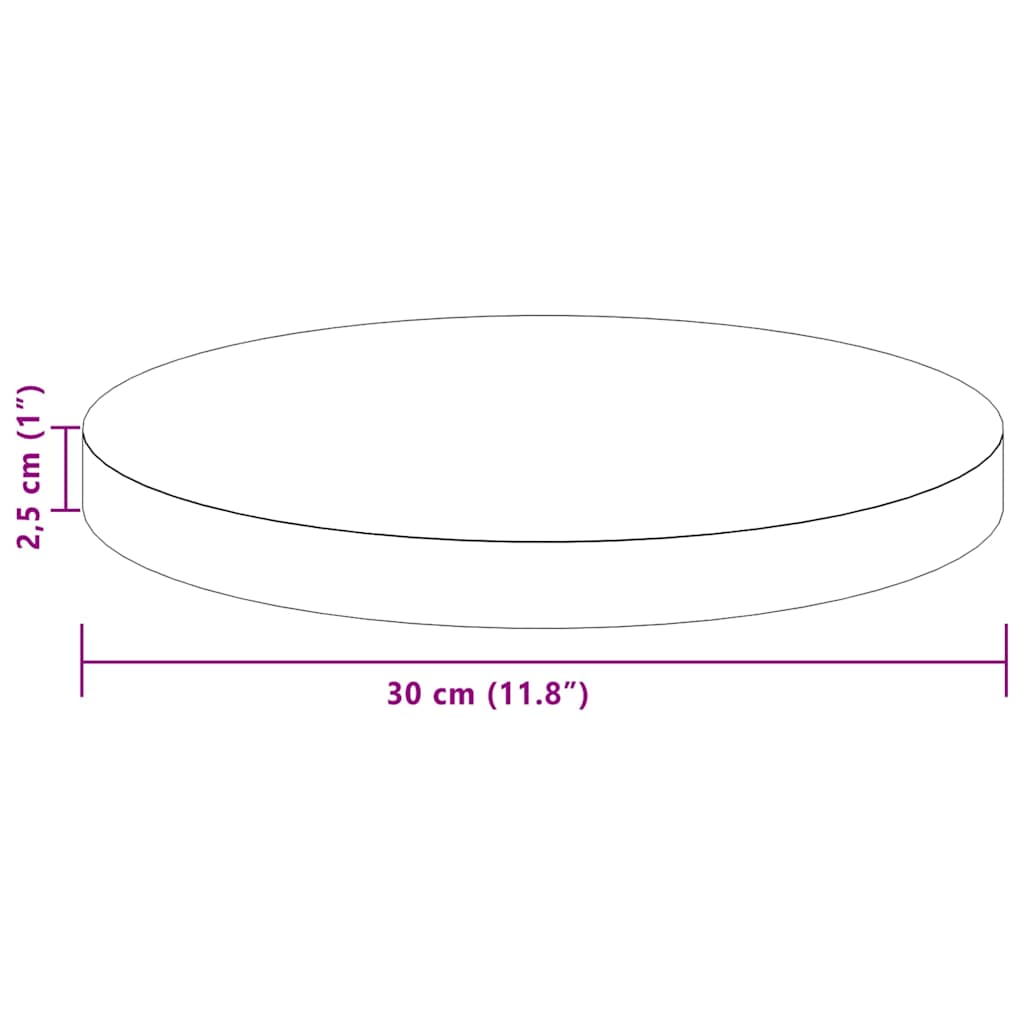 Plateau de table Marron clair Ø 30 x 2.5 cm Chêne massif - XIOS