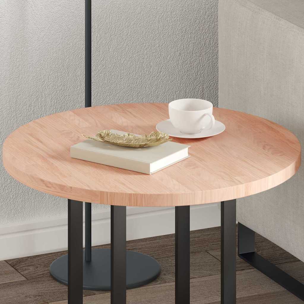 Plateau de table Marron clair Ø 60 x 2.5 cm Chêne massif - XIOS