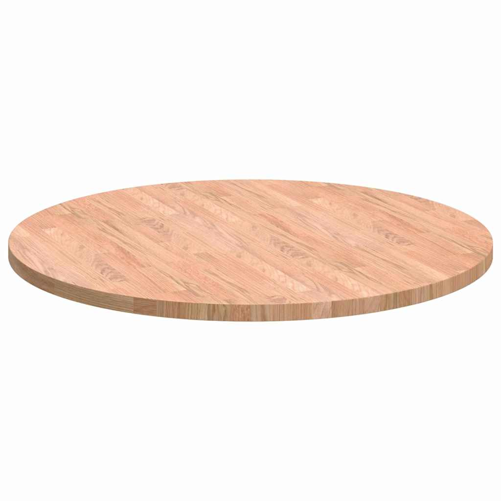 Plateau de table Marron clair Ø 80 x 2.5 cm Chêne massif - XIOS